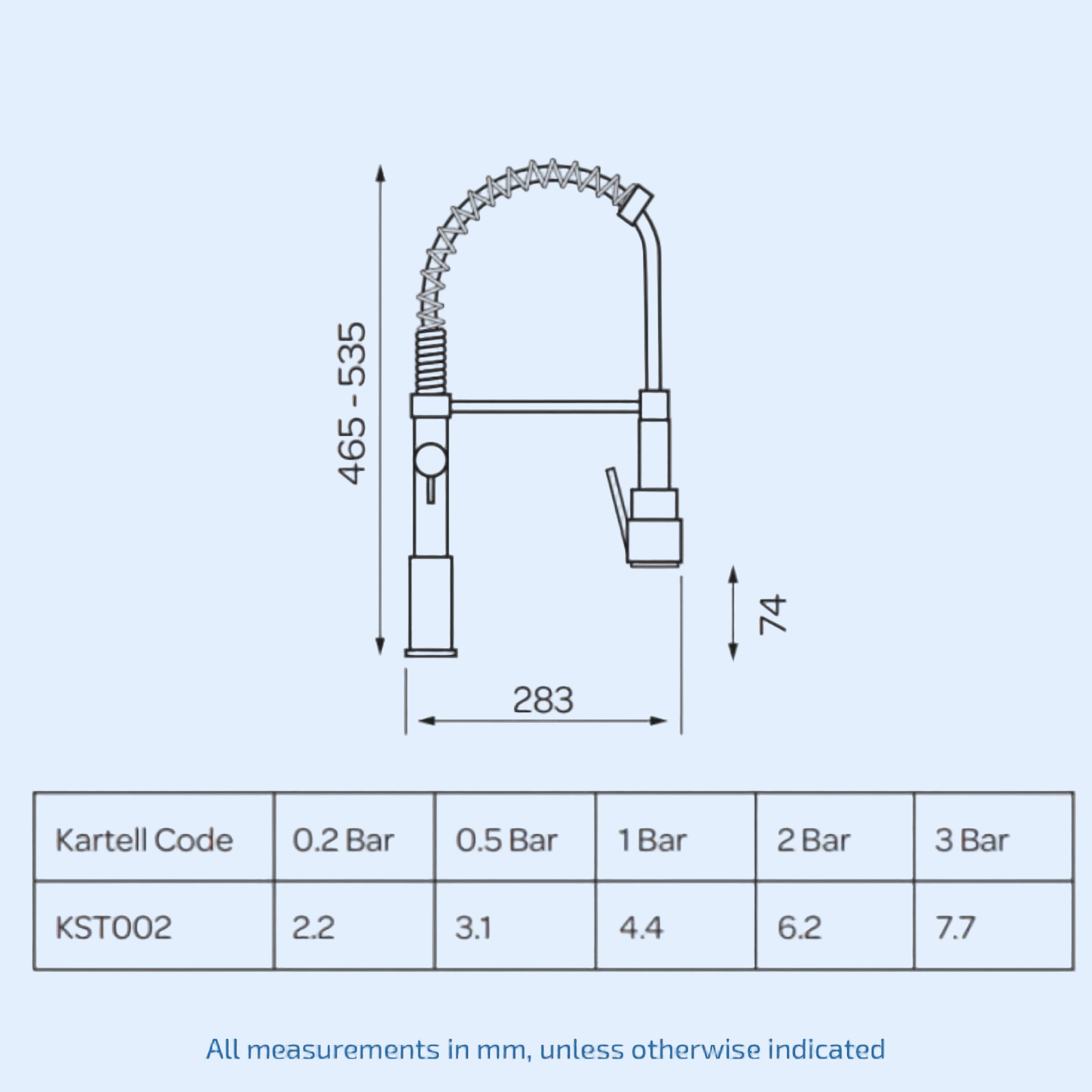 Kartell KST002 Dual Spout Chrome Deck Mounted Kitchen Mixer Tap with Pull Out