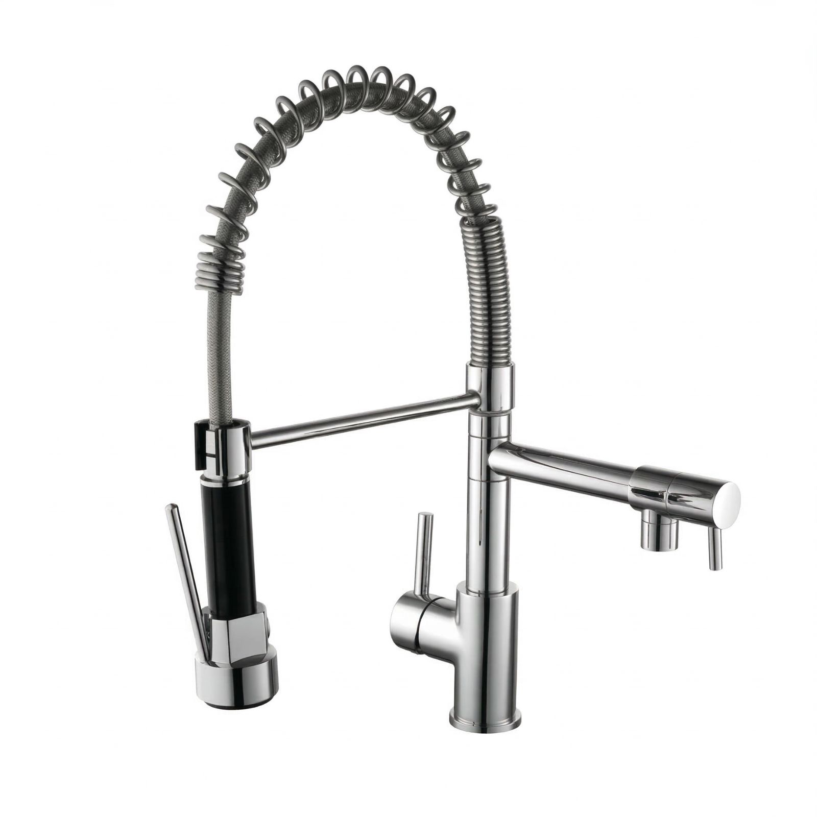 Kartell KST002 Dual Spout Chrome Deck Mounted Kitchen Mixer Tap with Pull Out