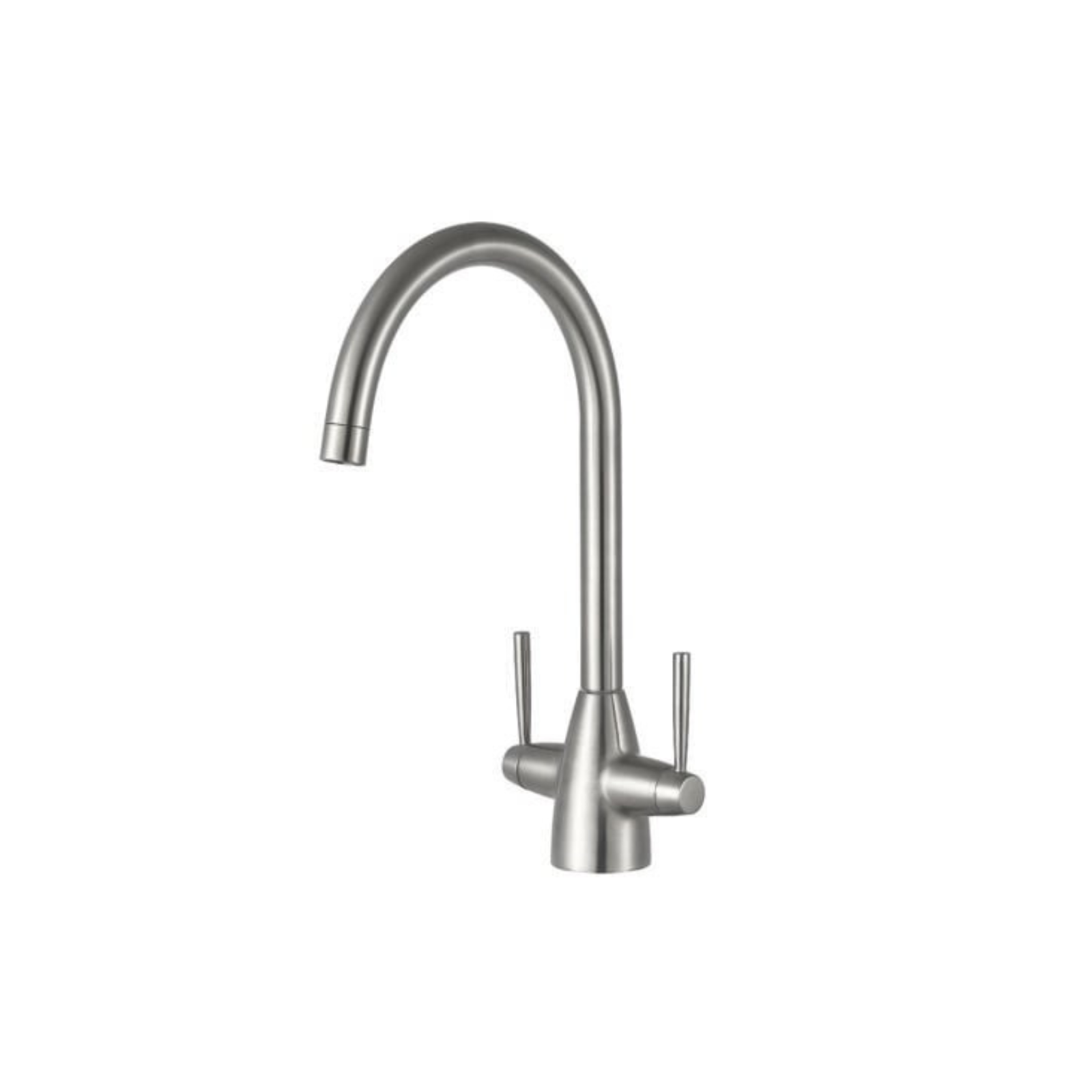Kartell KST008 Matt Brushed Steel Twin Lever Deck Mounted Kitchen Sink Mono Mixer Tap