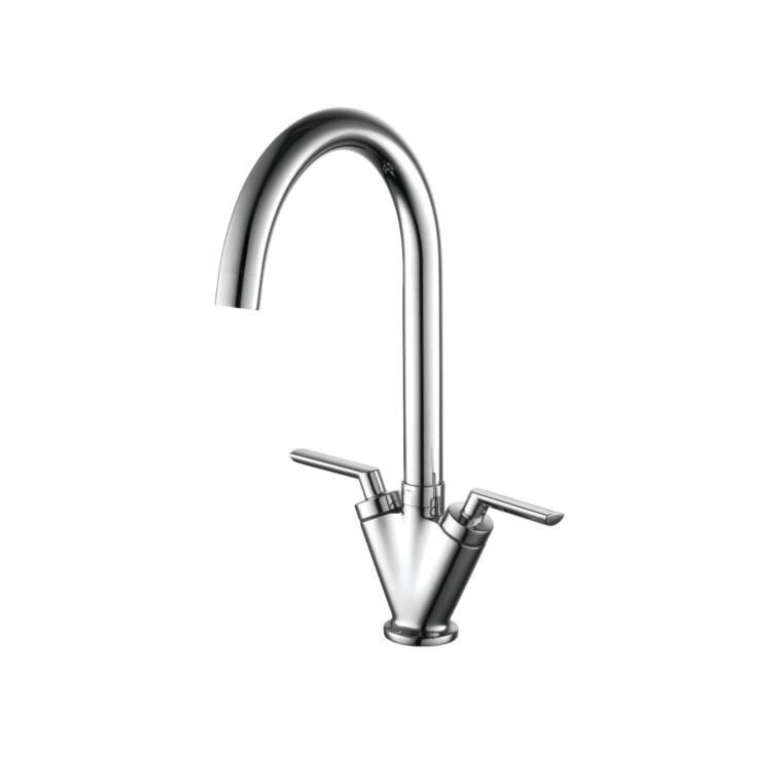 Kartell KST009 Chrome Twin Lever Kitchen Sink Mono Mixer Tap - Deck Mounted