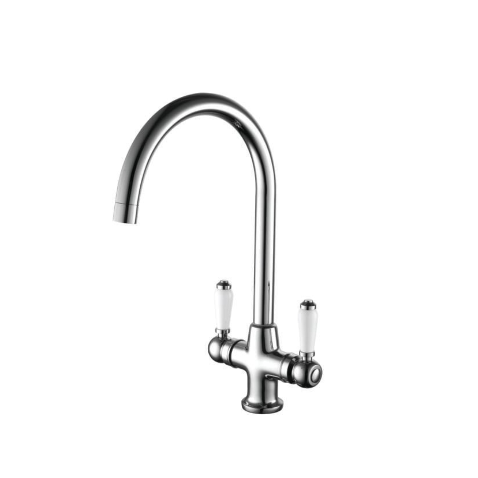 Kartell KST015 Chrome Traditional Twin Lever Kitchen Sink Mixer Tap - Deck Mounted