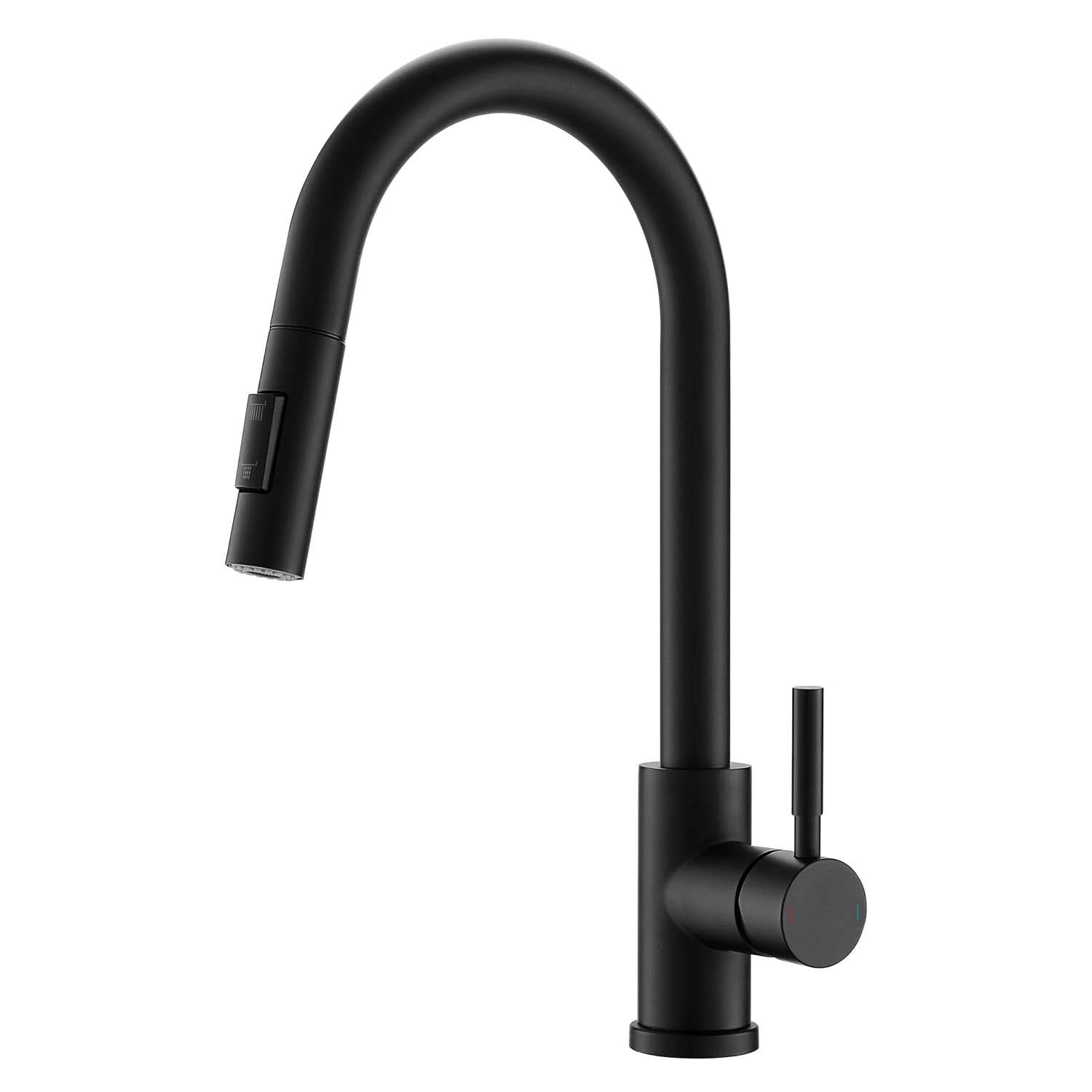 Victoria Matte Black Pull Out Kitchen Sink Single Lever Mixer Tap With 360 Swivel