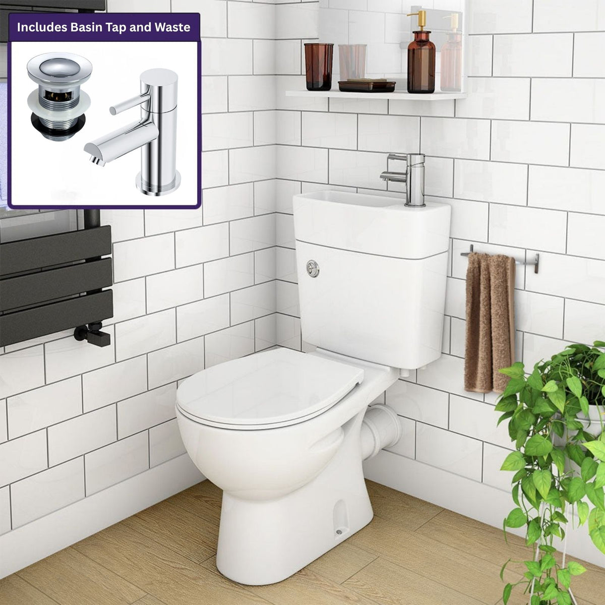 2 in 1 Compact Basin and Close Coupled Toilet Combo Space Saver