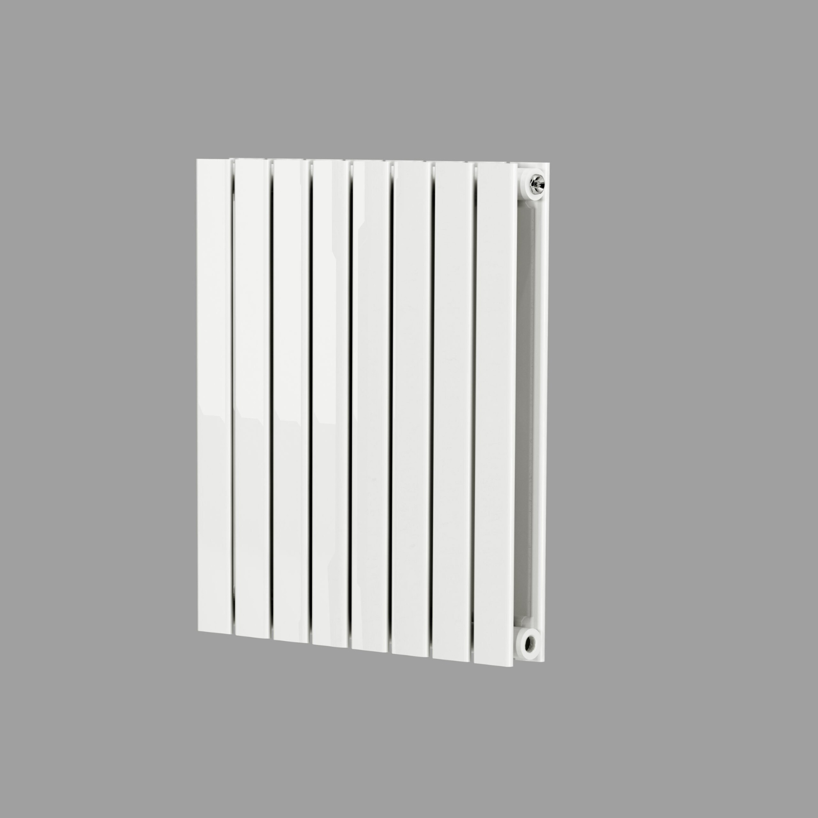 White horizontal radiator on a gray background