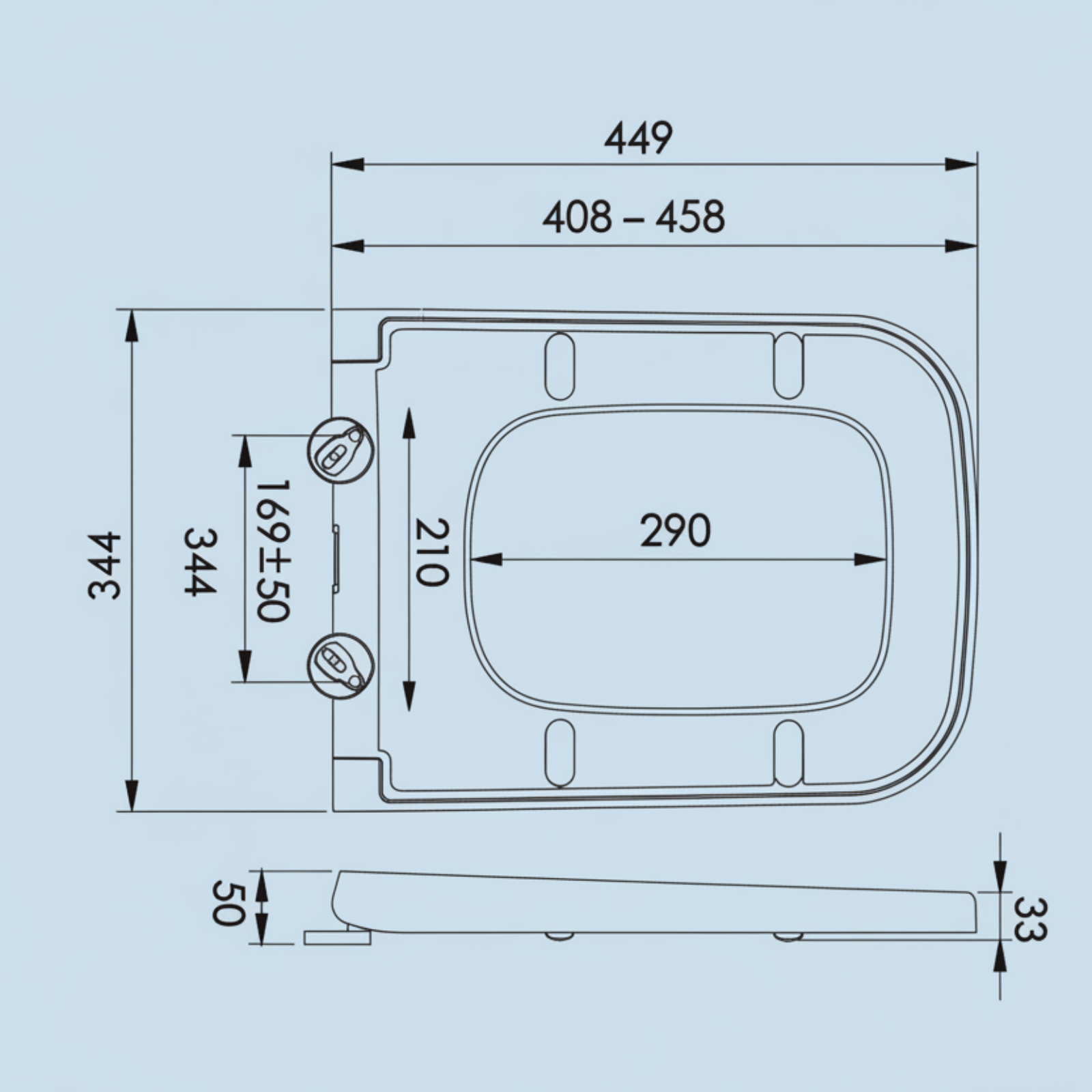 Technical drawing of a rectangular object with dimensions