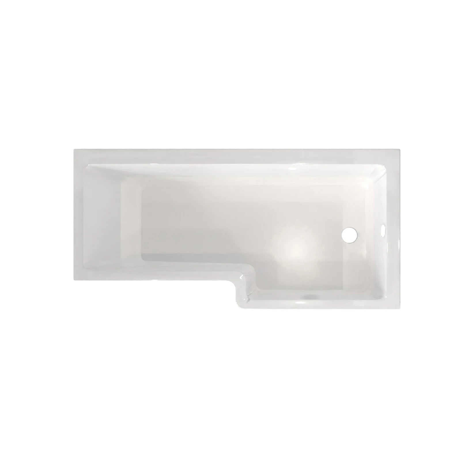 1600mm L Shaped Right Hand Curved Shower Bath Acrylic