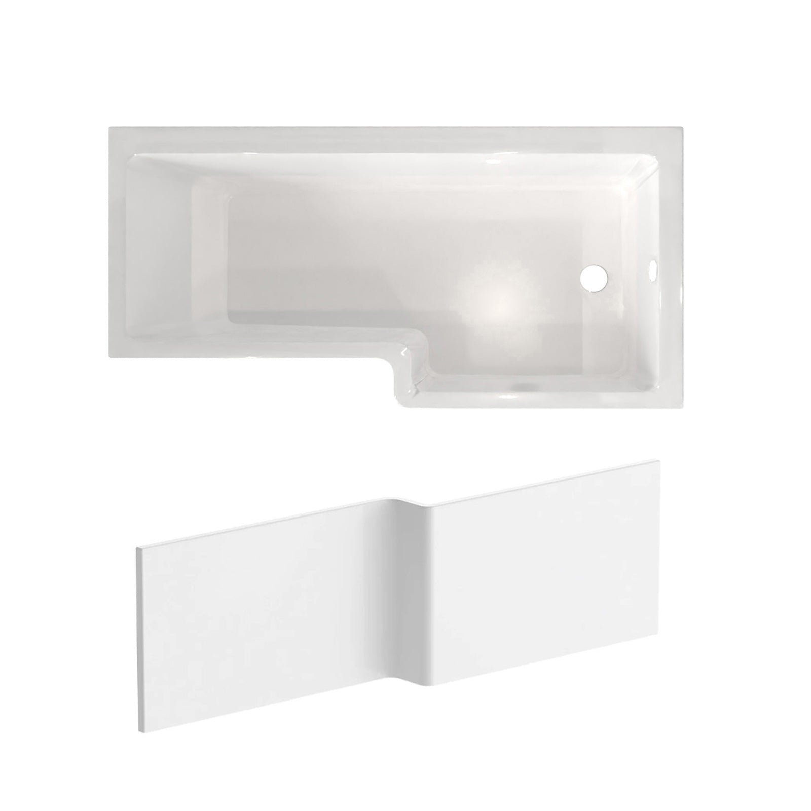 1800mm x 850mm L Shaped RH Curved Shower Bath Acrylic & Front Panel