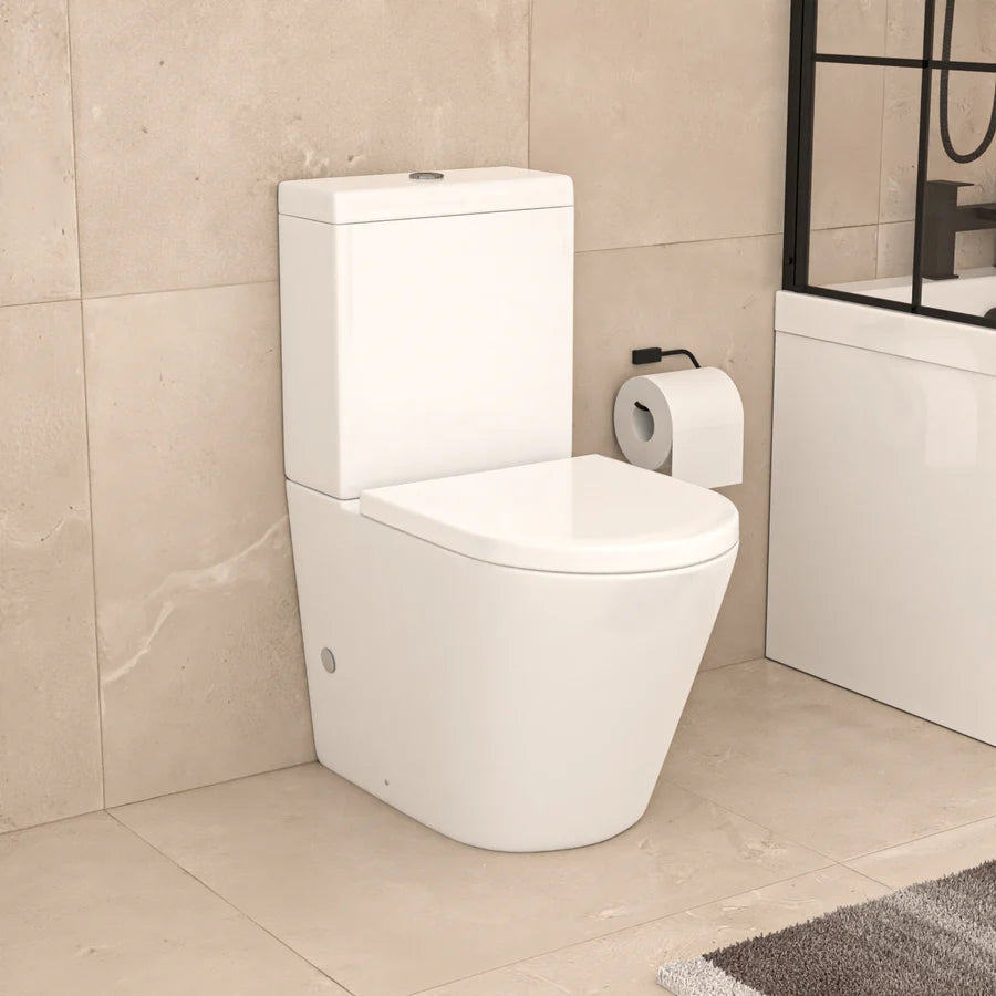 Nanuya L-Shaped LH Shower Bath Basin Vanity Toilet Set Matte Black Taps