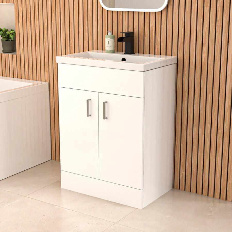 Nanuya L-Shaped LH Shower Bath Basin Vanity Toilet Set Matte Black Taps