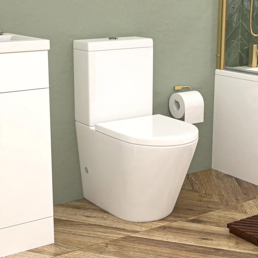 Nanuya L-Shaped LH Shower Bath Basin Vanity Toilet Set Brushed Brass Taps