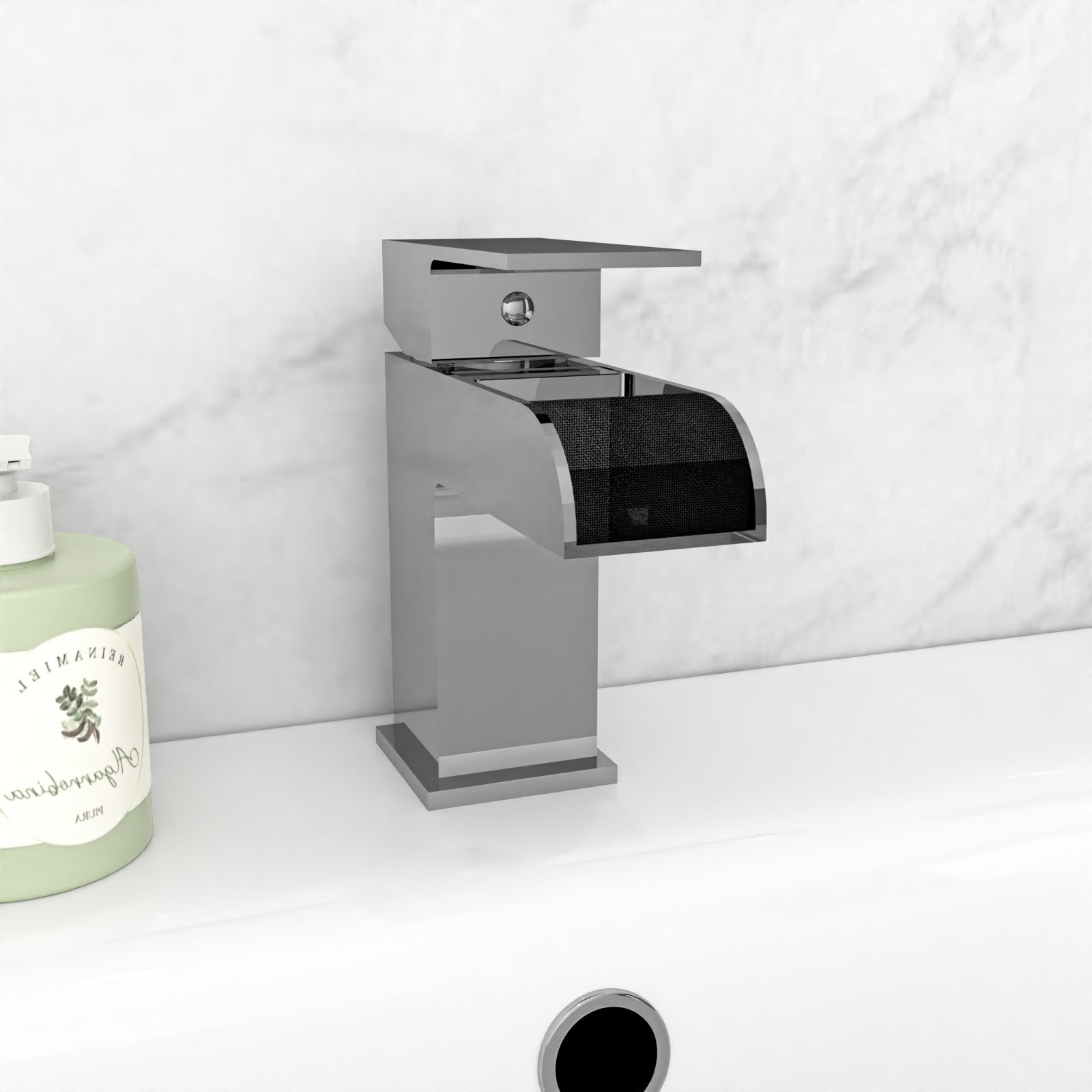 Nanuya White L-Shaped LH Shower Bath & Basin BTW Toilet Vanity With Taps