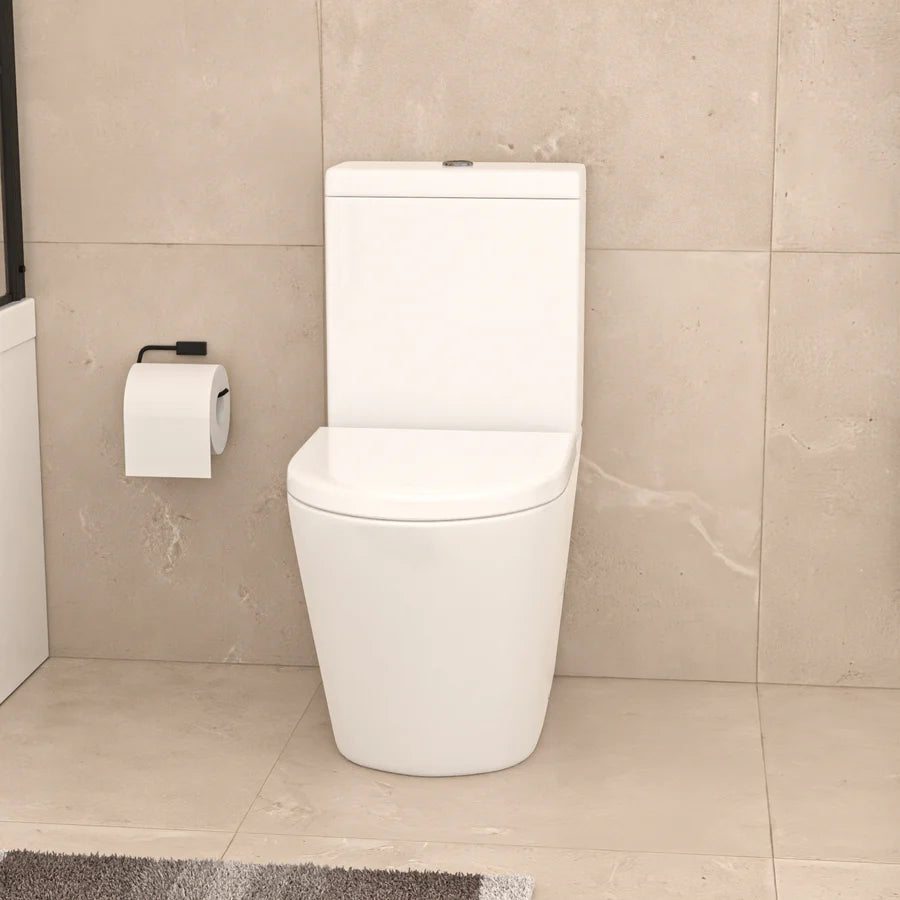 Nanuya L-Shaped RH Shower Bath Basin Vanity Toilet Set Matte Black Taps