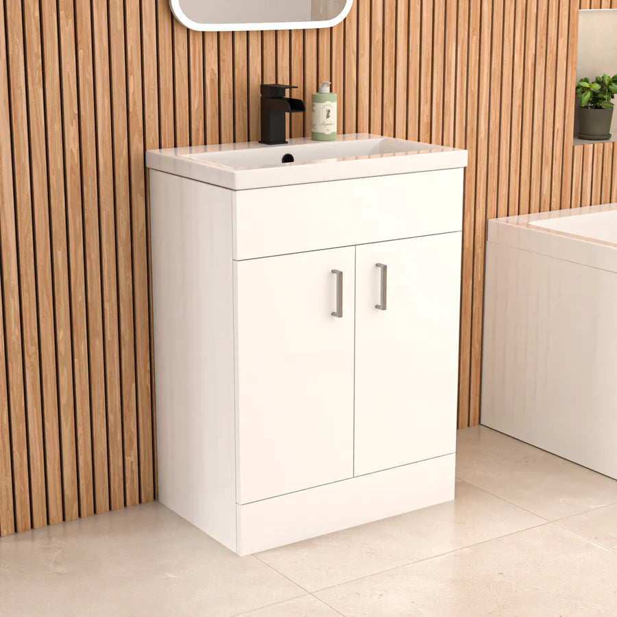 Nanuya L-Shaped RH Shower Bath Basin Vanity Toilet Set Matte Black Taps