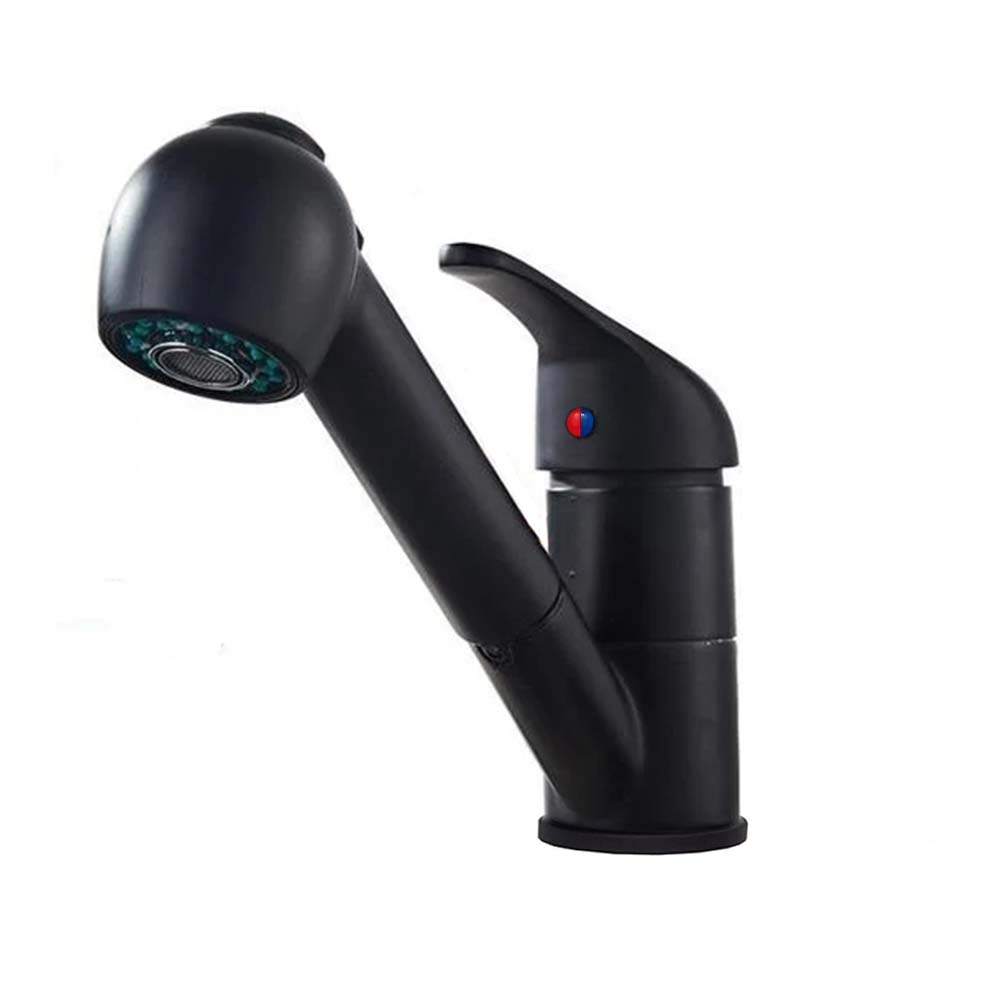 Contemporary Matte Black Kitchen Single Lever Pull-Out Mixer Tap