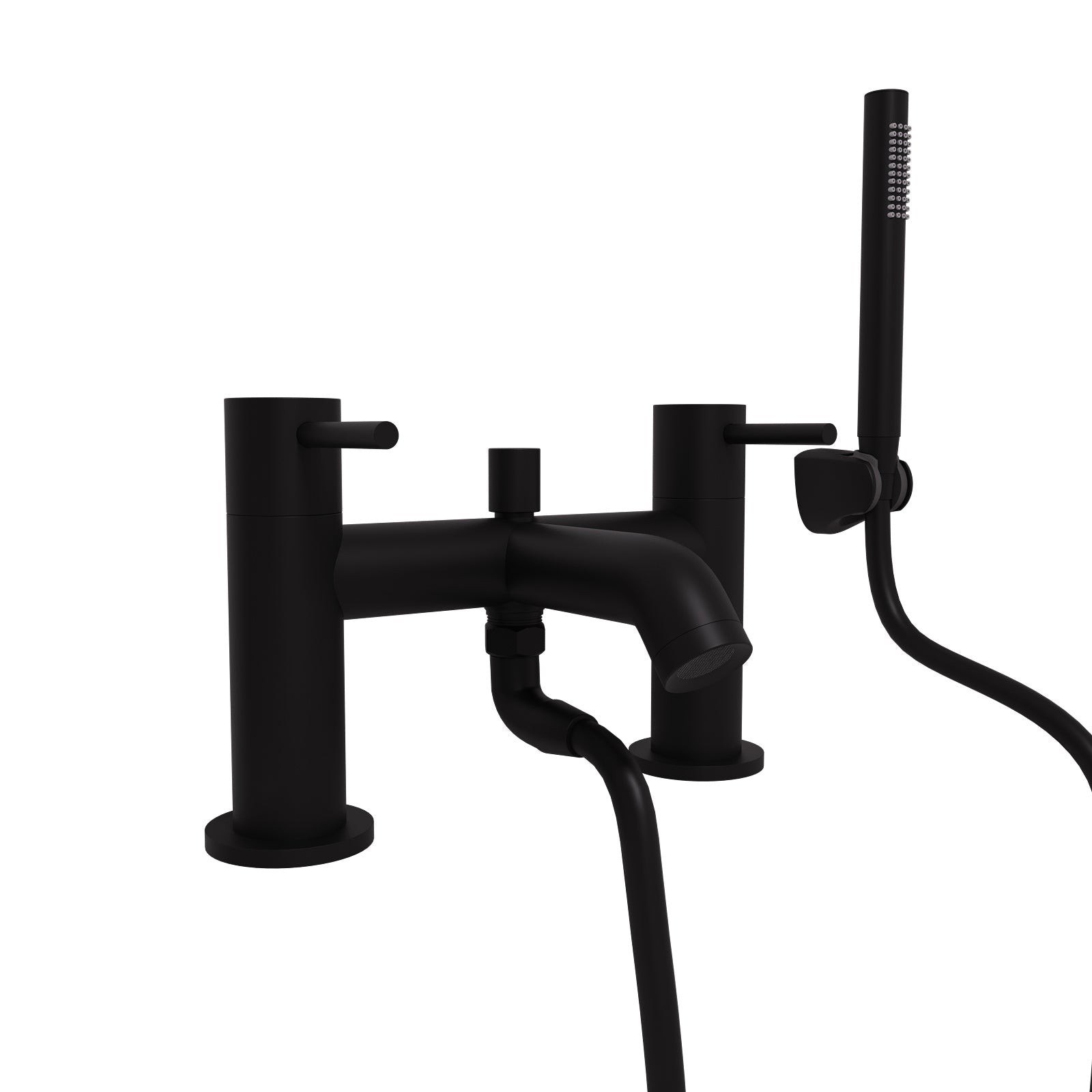 Alice Brushed Brass Deck Mounted Bath Shower Mixer Tap with Handheld Kit Matt Black