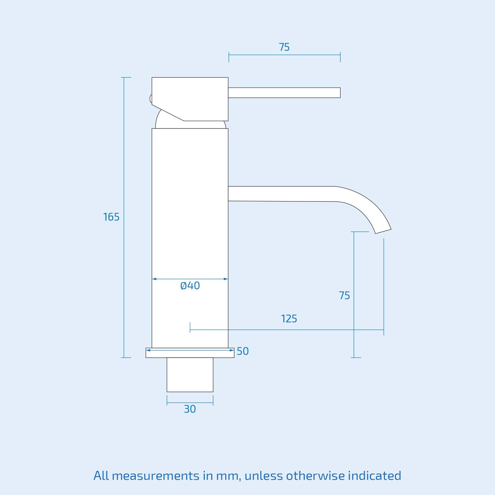 Alice Deck Mounted Chrome Round Single Lever Bathroom Basin Mono Mixer Tap