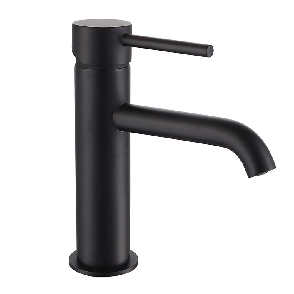 Alice Deck Mounted Matte Black Round Basin Sink Mono Mixer Tap