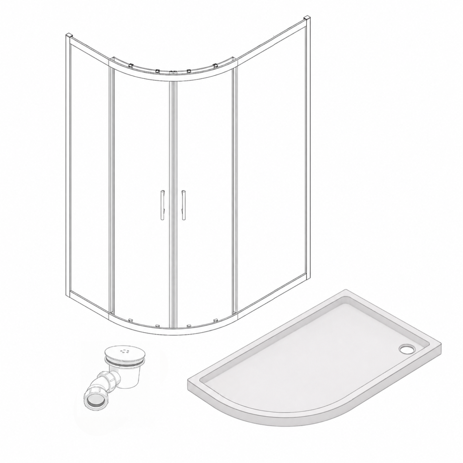 Matt Black LH 1200 x 900mm Offset Quadrant Shower Enclosure & Tray