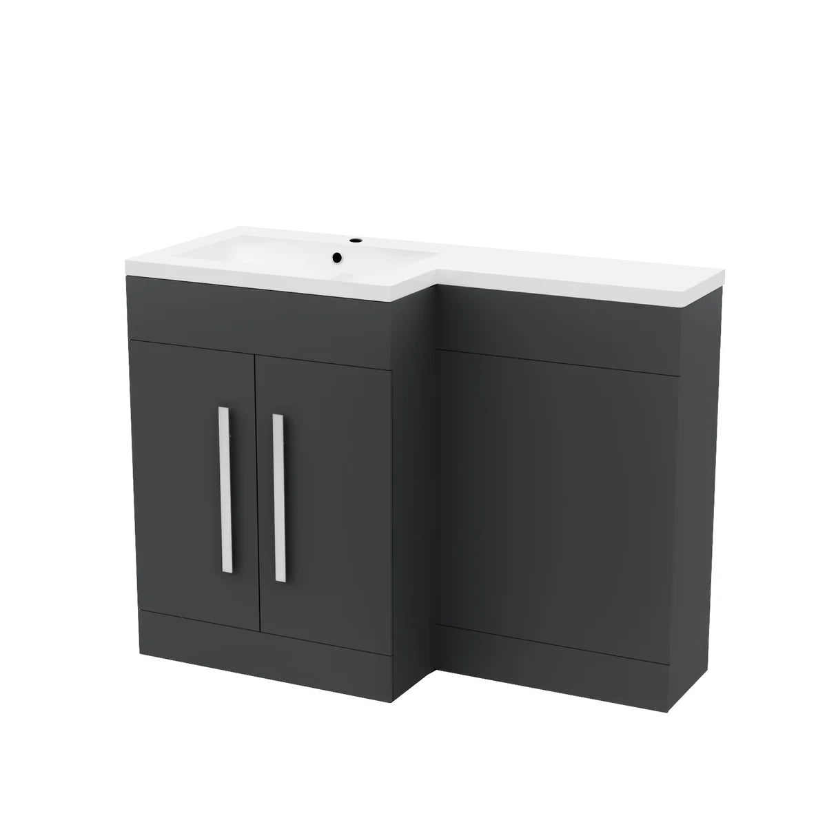 1100mm Left Hand Dark Matte Grey Bathroom Basin Combination Vanity Unit