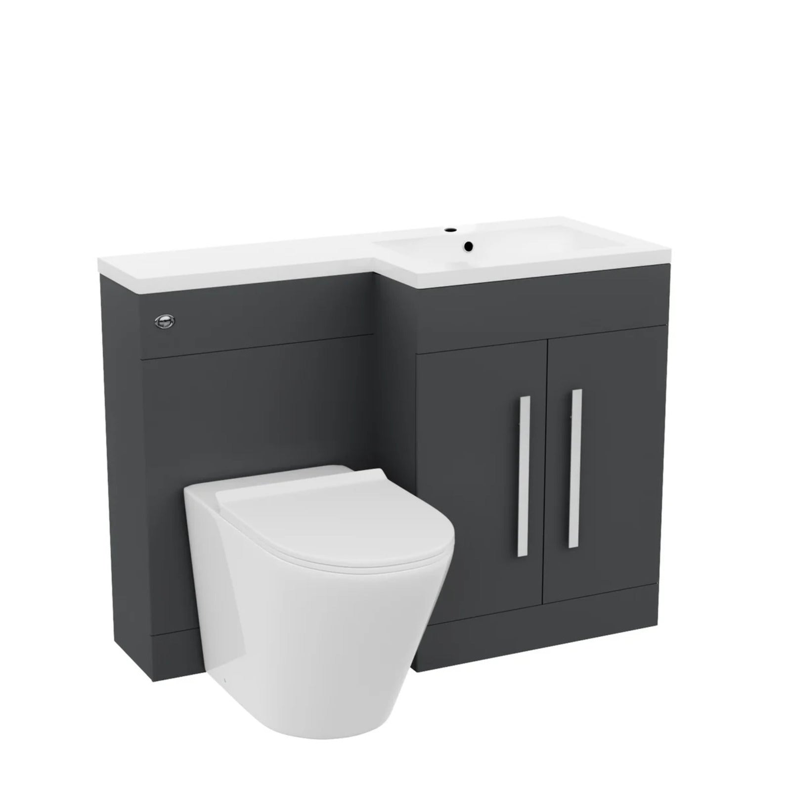 1100mm RH Matte Dark Grey Basin Vanity WC Unit & Back To Wall Toilet