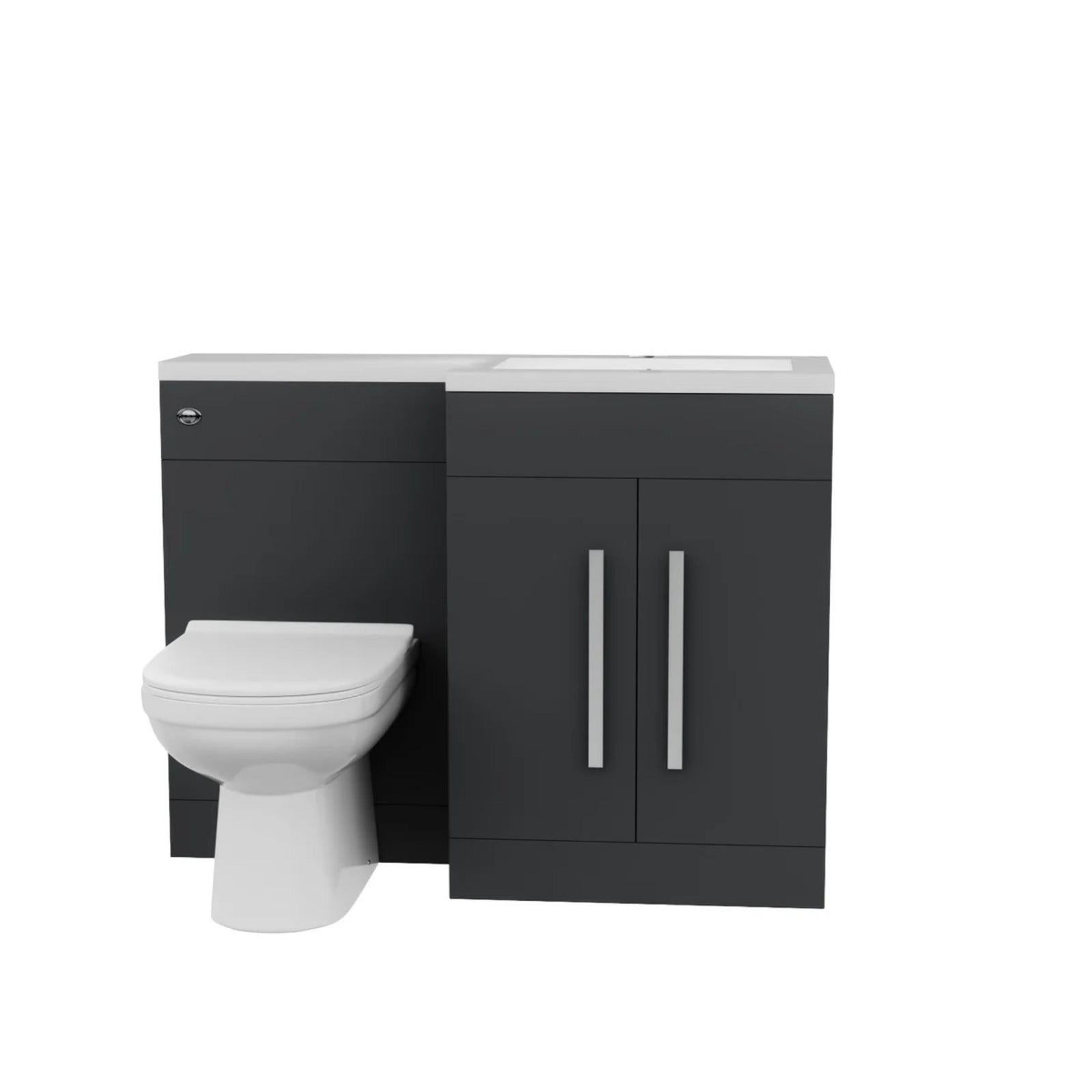 1100mm Right Hand Matte Dark Grey Basin Vanity WC Unit & Toilet