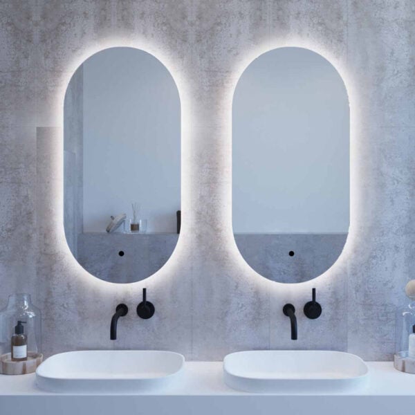 Kartell Lola 500mm W x 900mm H Oval Frameless Back Lid LED Mirror Wall Mounted - LO5090