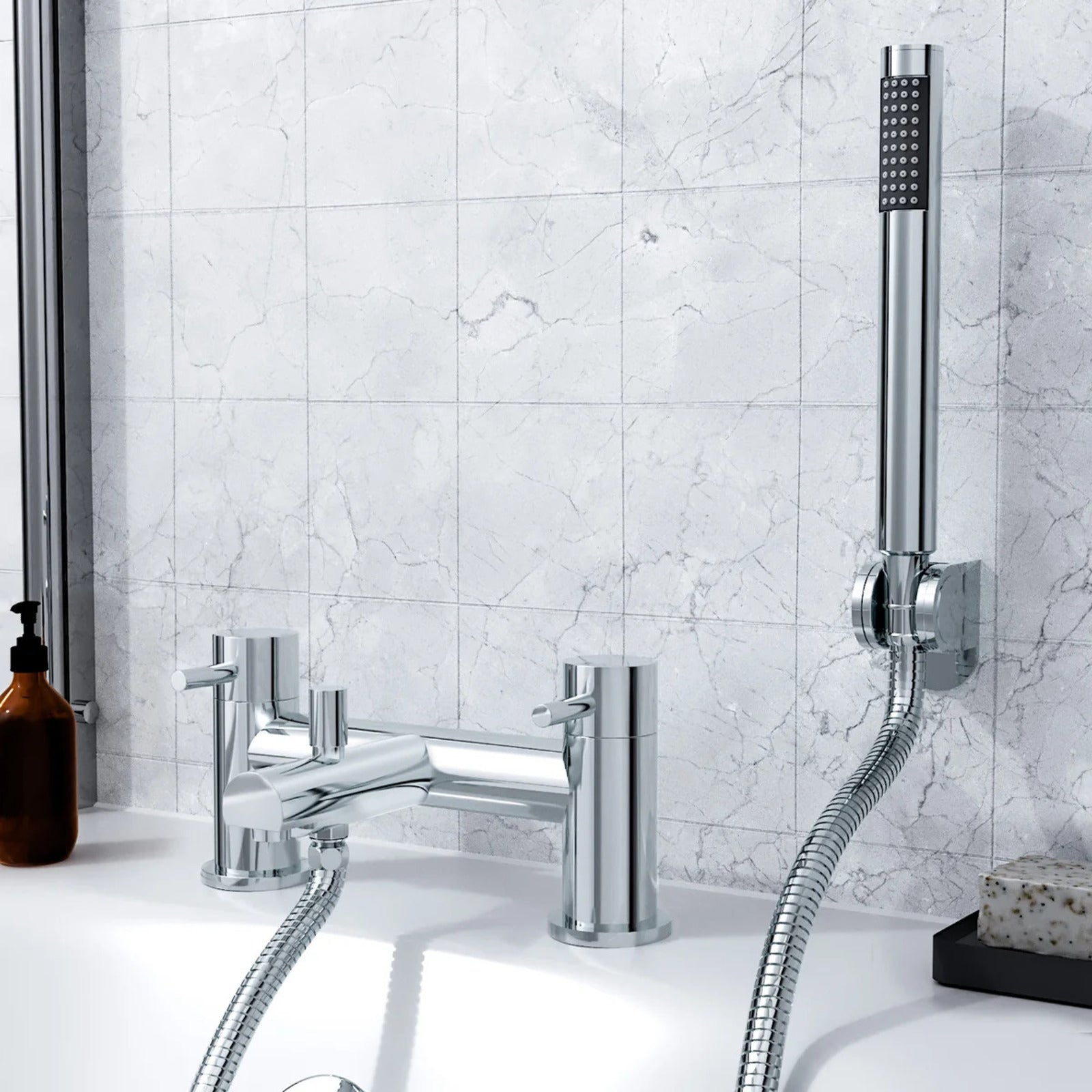 Winstead Round Exposed Multi Function Shower Set - Riser Rail Kit & Bath Shower Mixer Tap
