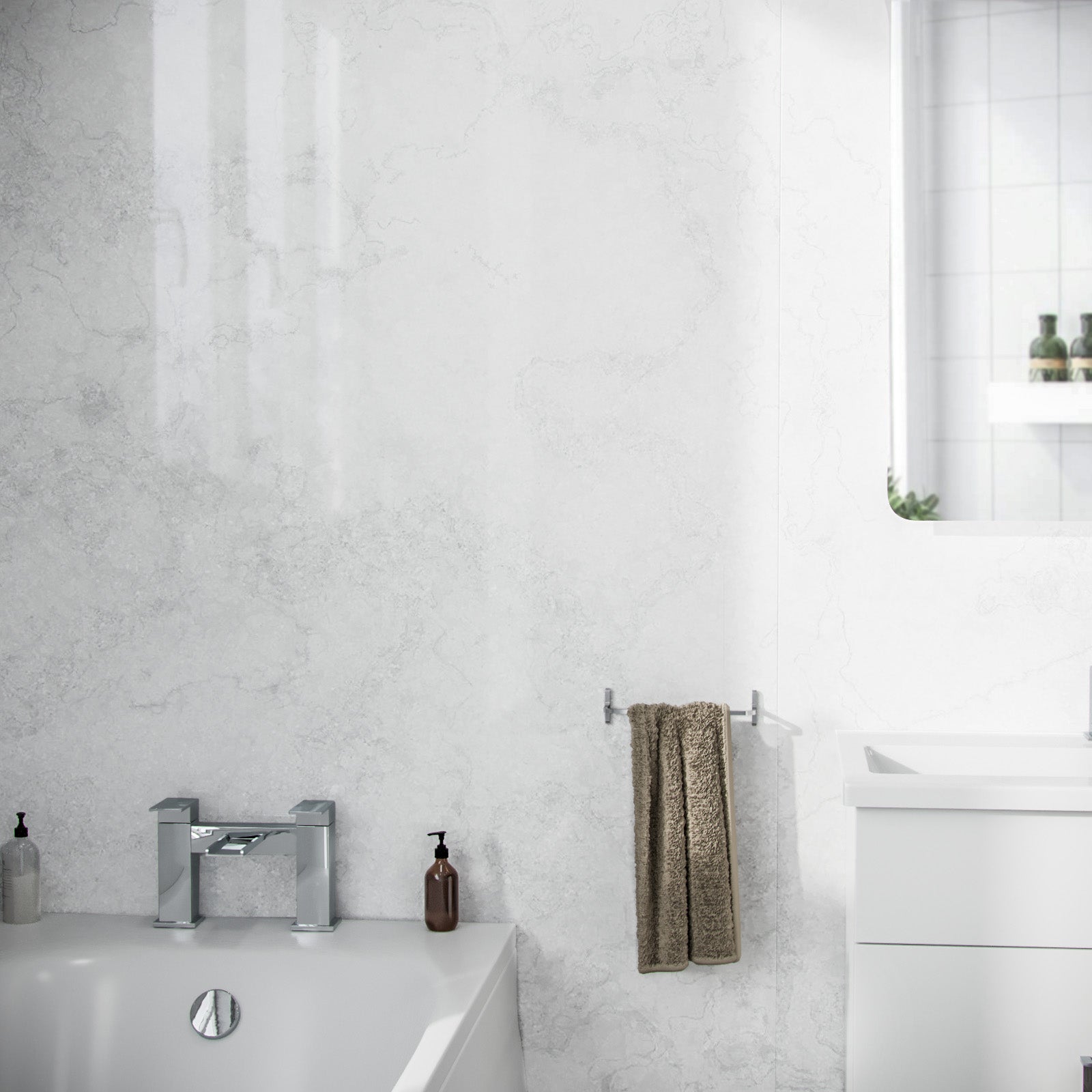 PVC Wall Panel Light Grey Marble 1000mm x 2400mm x 10mm