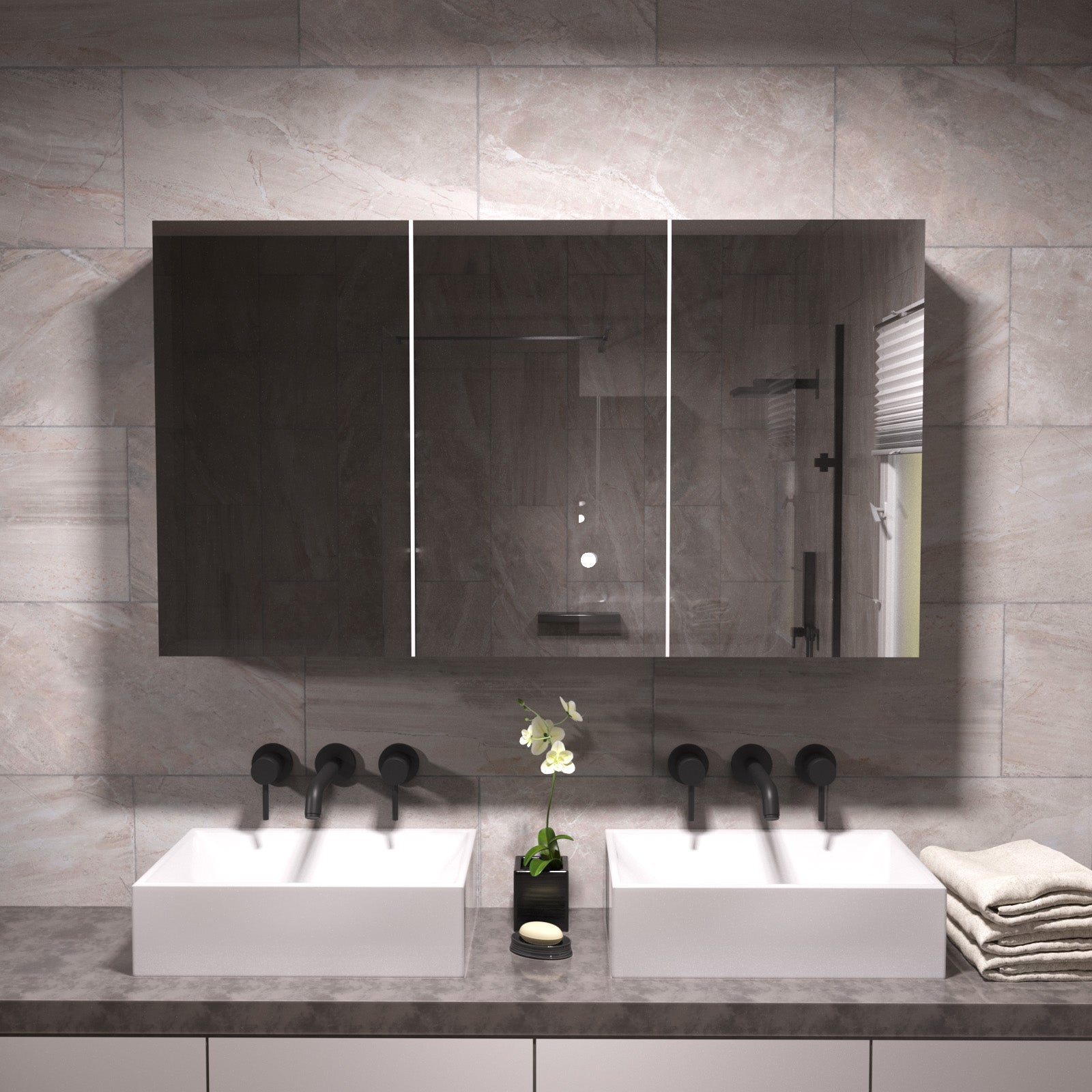 McCann 900mm 3 Door Mirrored Shaving Cabinet