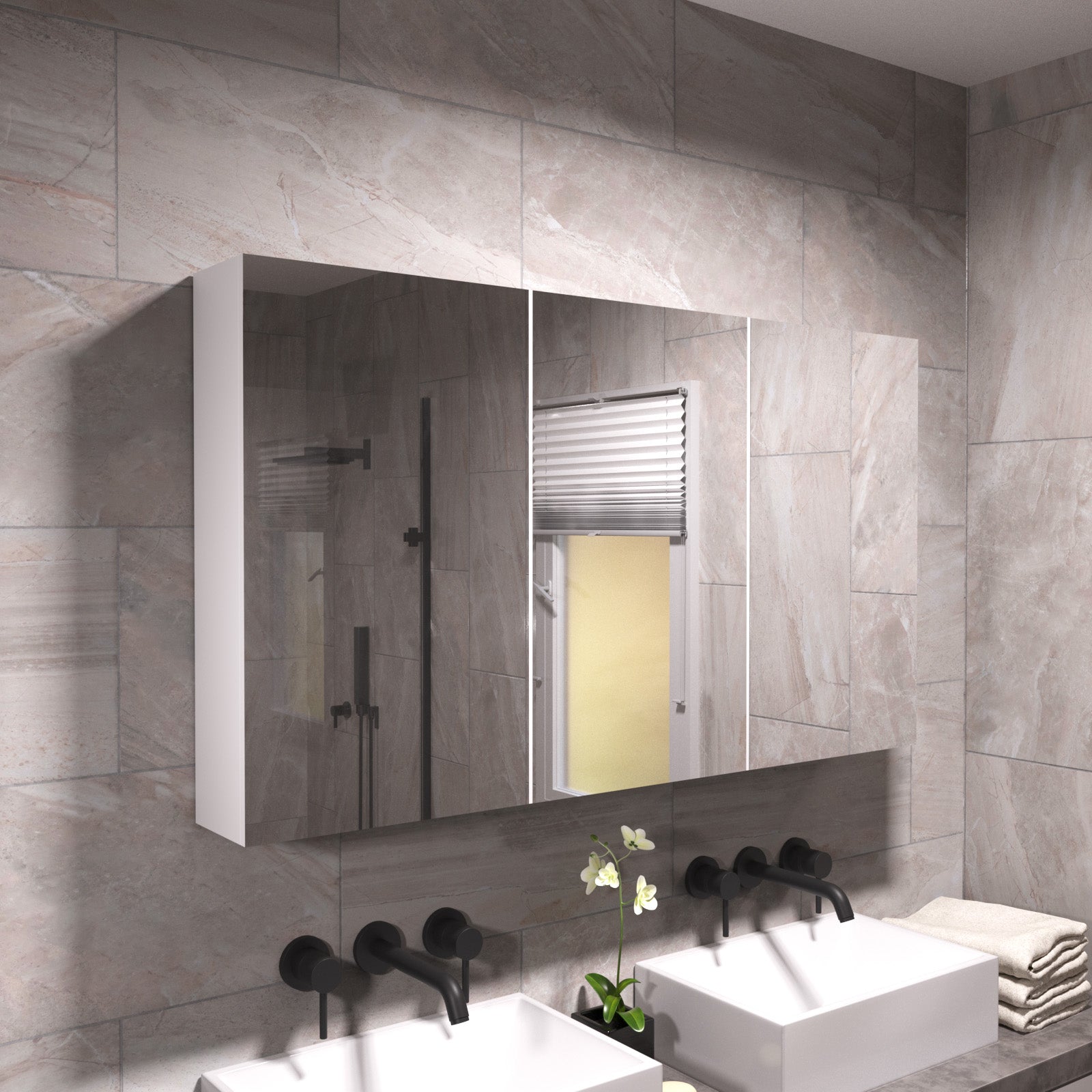 McCann 900mm 3 Door Mirrored Shaving Cabinet