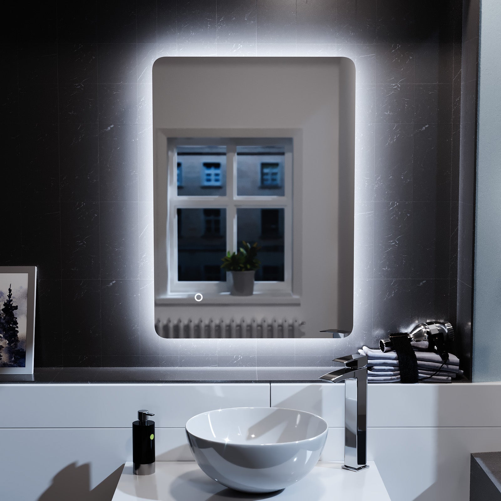 Lawerence LED Illuminated Rectangular Demister Mirror 500 X 700mm