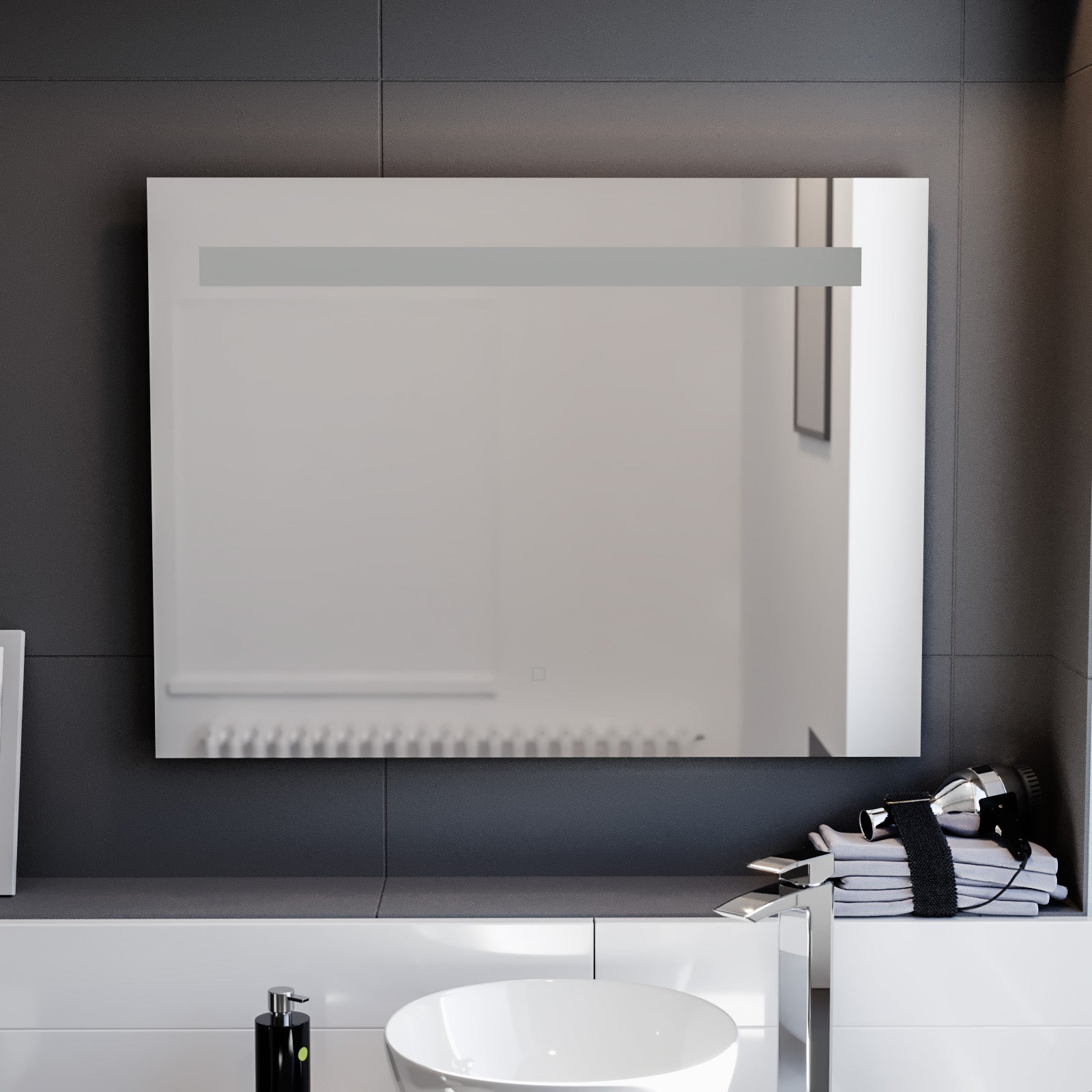 Lawerence Bar LED 800mm x 600mm Straight Corner Bathroom Mirror