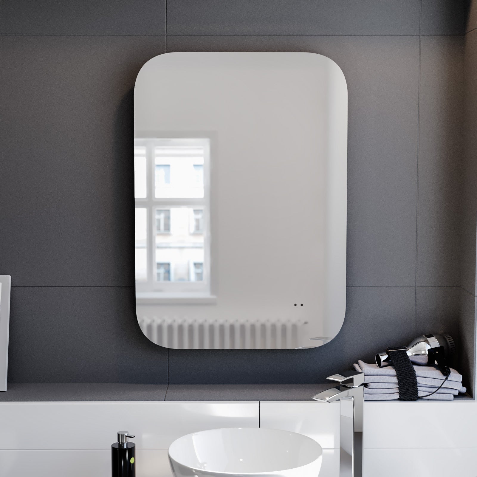 Motion Sensor Bathroom LED Mirror Shaver Socket Demister 500 x 700mm