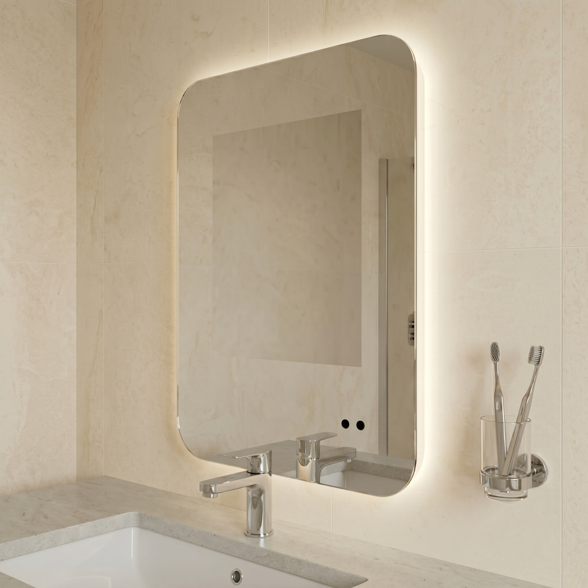 Motion Sensor Bathroom LED Mirror Shaver Socket Demister 500 x 700mm
