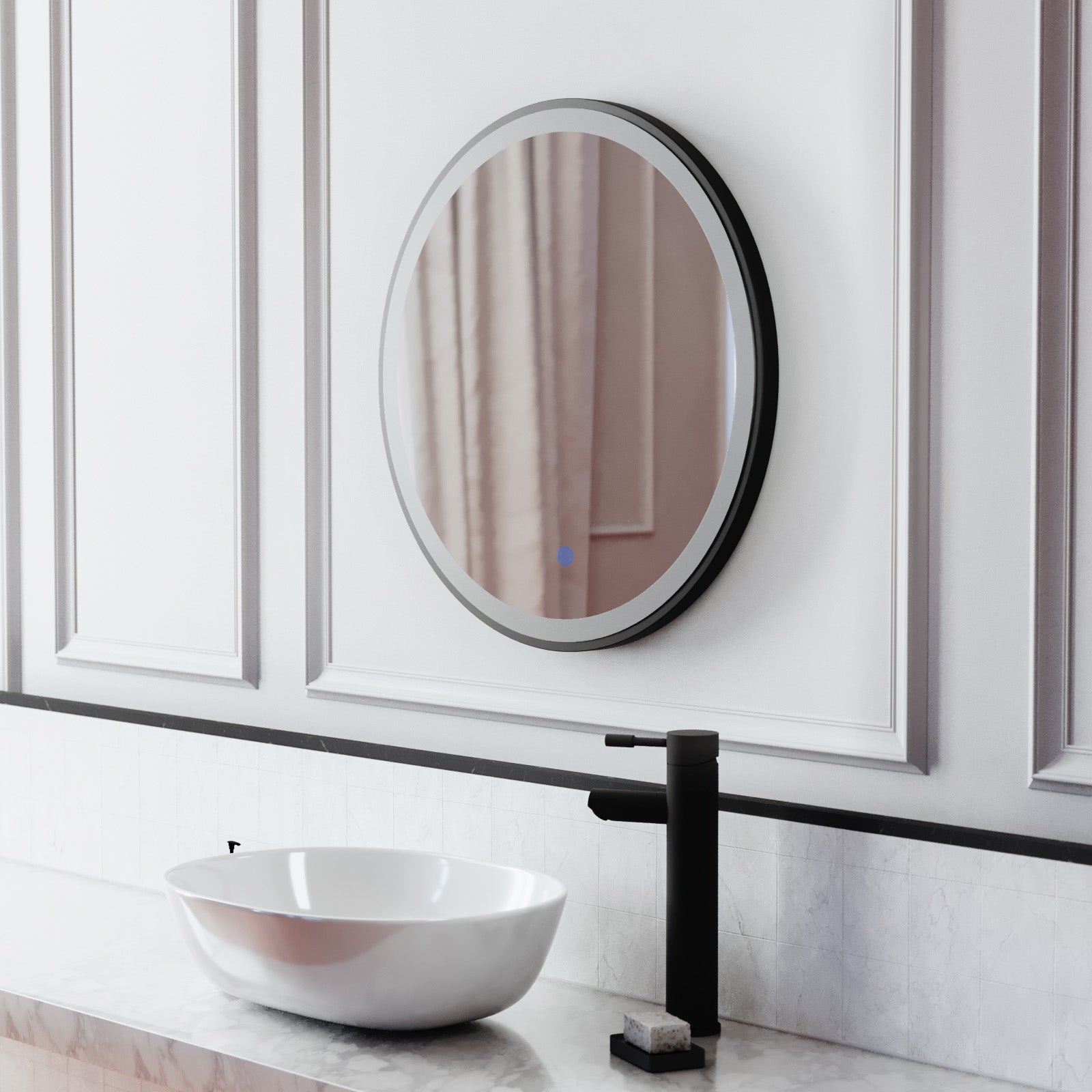 Kilsby Bathroom LED Mirror Demister Touch Sensor Lights Anti-fog Matte Black