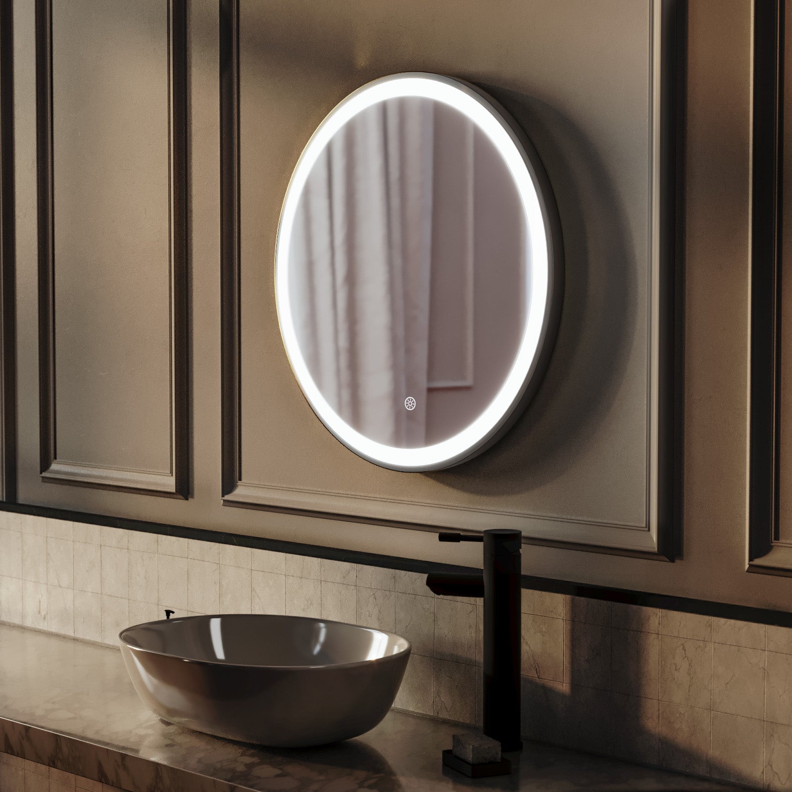 Kilsby Bathroom LED Mirror Demister Touch Sensor Lights Anti-fog Matte Black