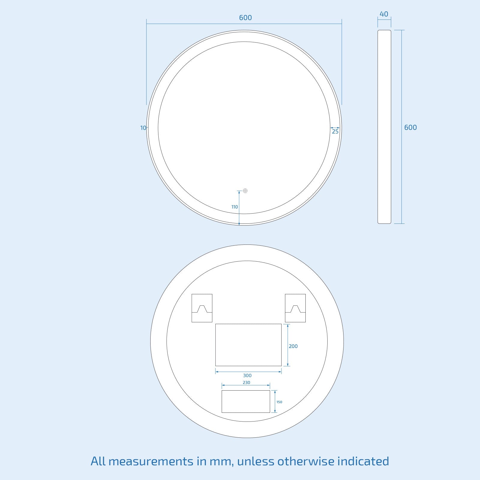 Kilsby Touch Sensor Bathroom LED Mirror Demister 600mm Brushed Brass