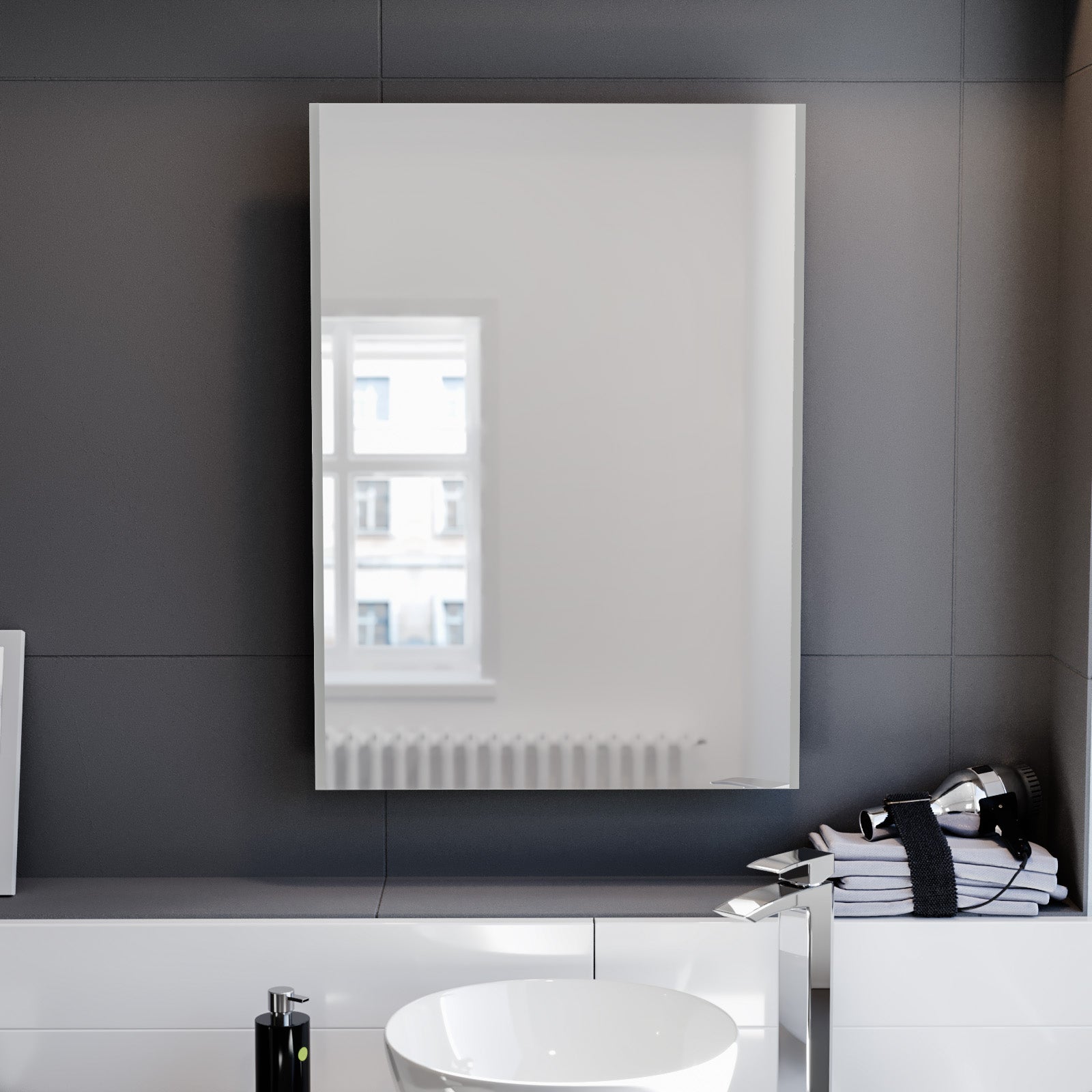 Large Battery Operated LED Backlit Illuminated Bathroom Mirror