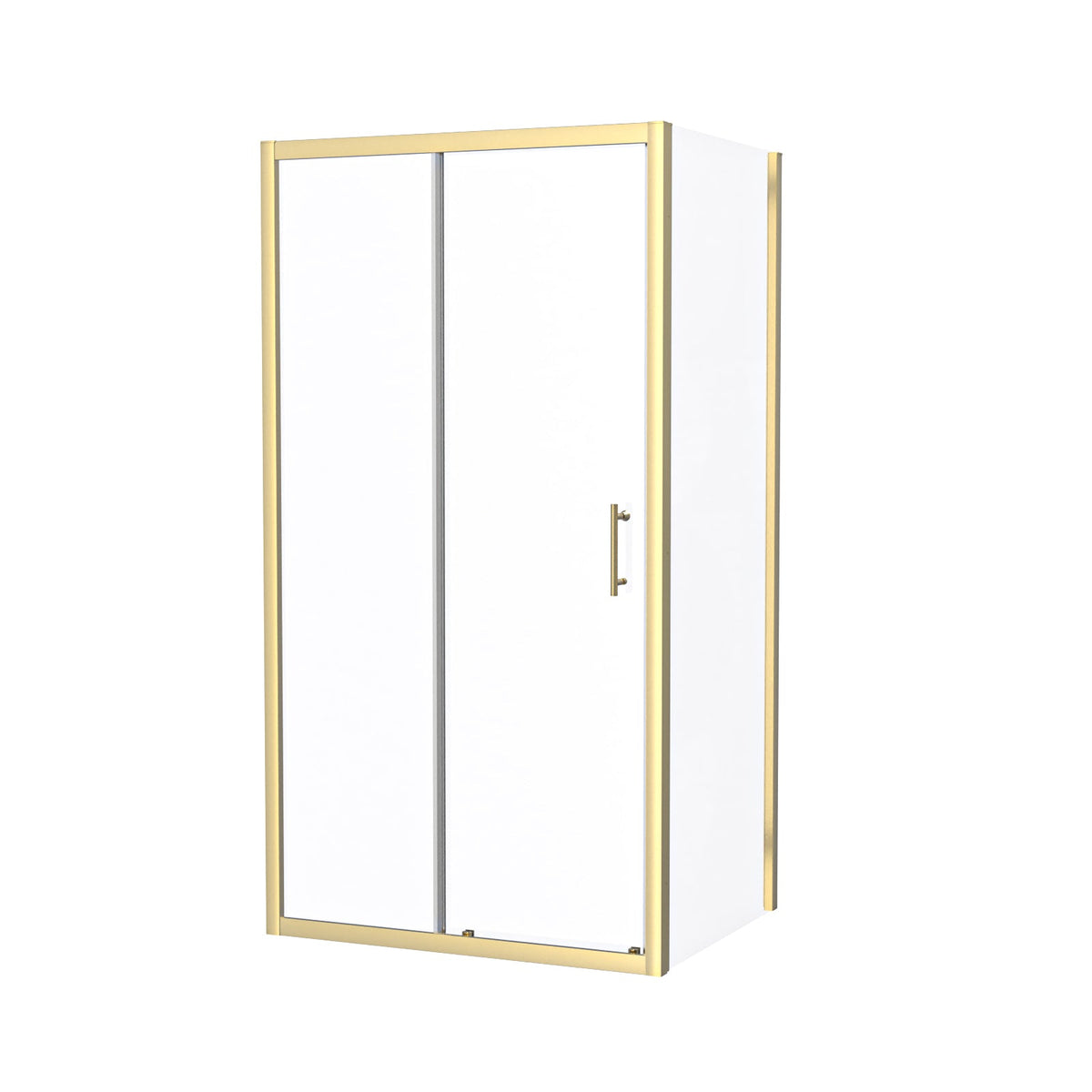 Manga 1300 x 800mm Brushed Brass Framed Shower Enclosure Sliding Door & Side Panel