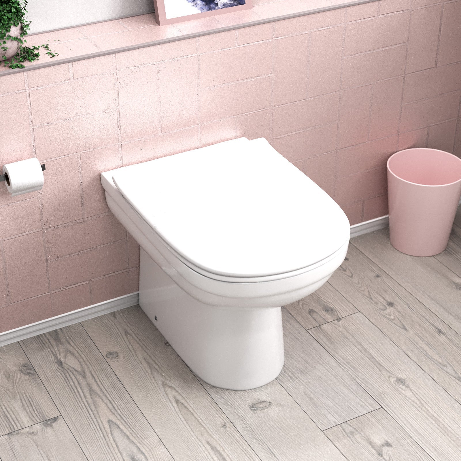 Back to Wall Modern White Ceramic Toilet Pan with Soft Closed Seat