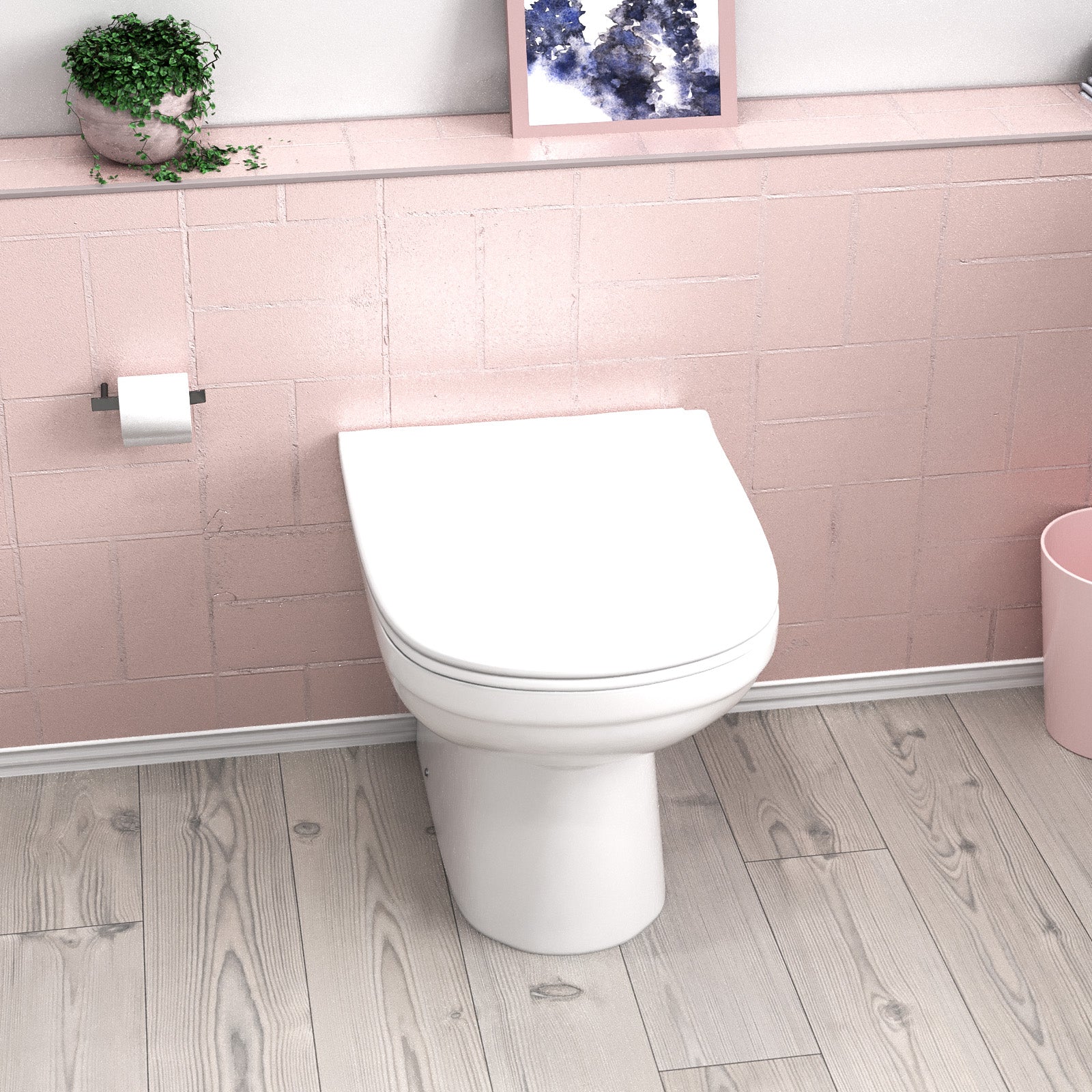 Back to Wall Modern White Ceramic Toilet Pan with Soft Closed Seat
