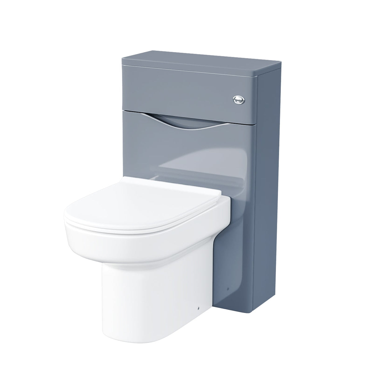 Merton Modern Grey 500mm WC Unit and BTW Back To Wall Toilet Pan Soft Close Seat
