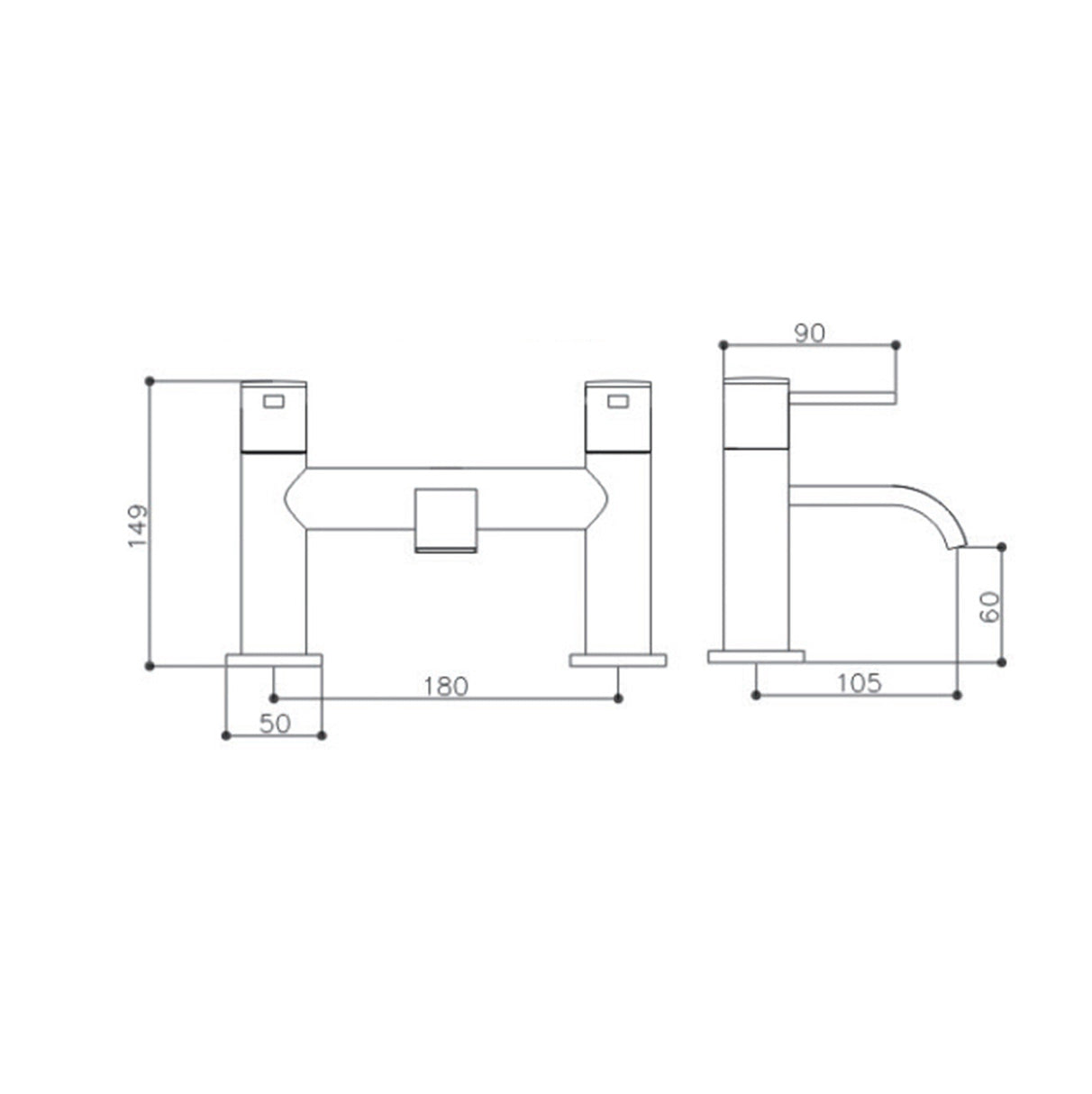 Urban Modern Bathroom Design Waterfall Deck Mounted Bath Filler Tap