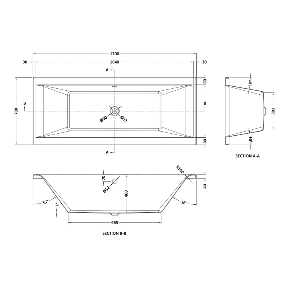 Asselby White Square Double Ended Bath Acrylic