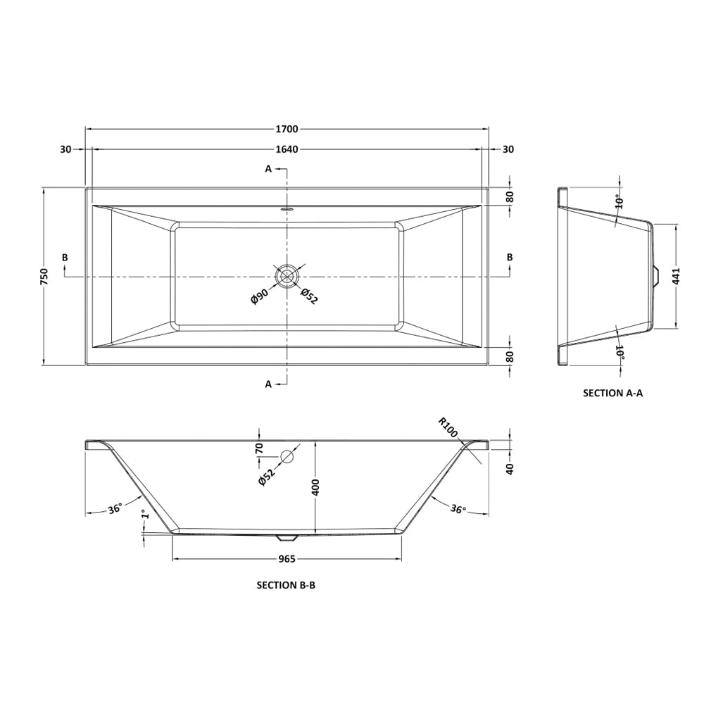 Asselby White Square Double Ended Bath Acrylic