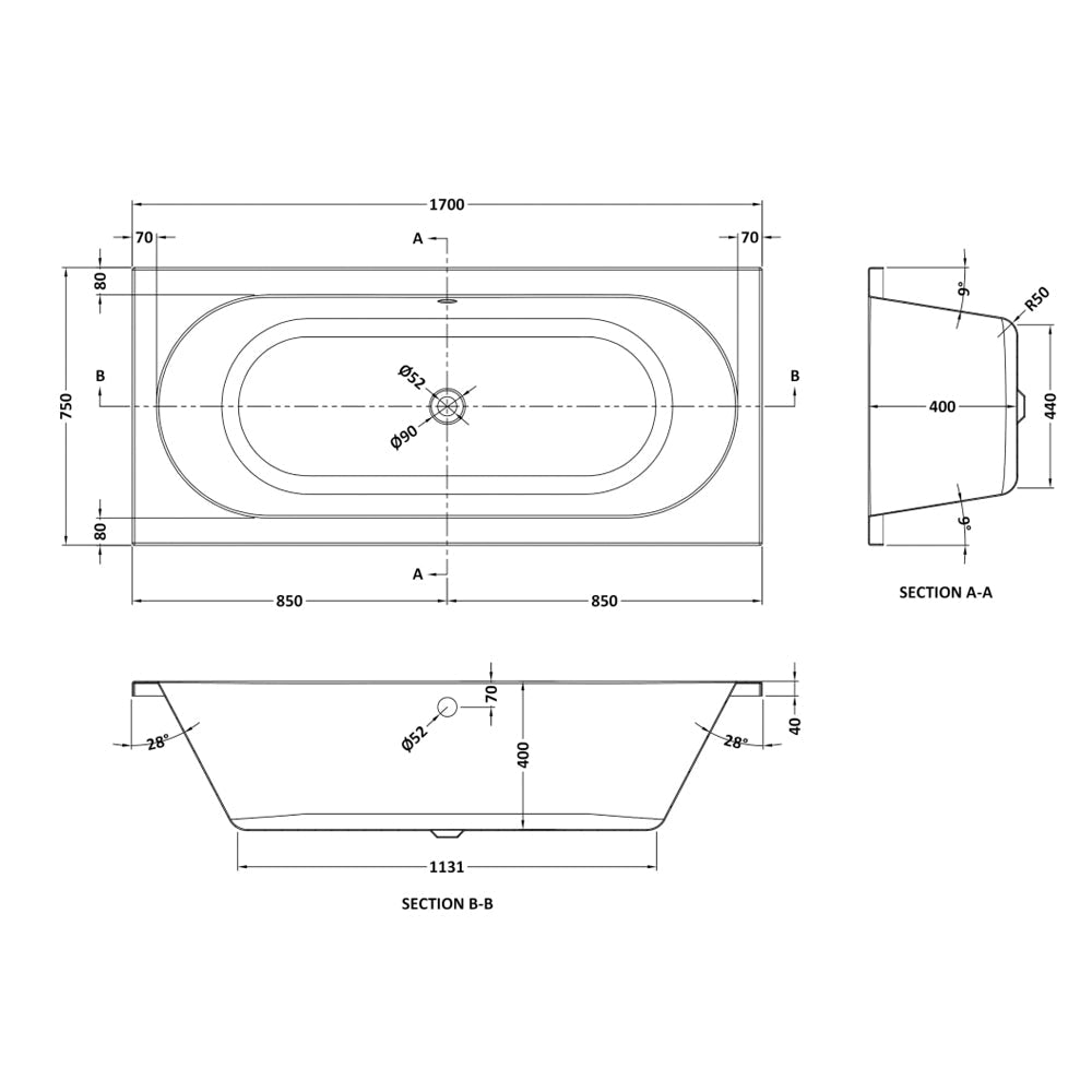 Otley Round Double Ended Bath Acrylic