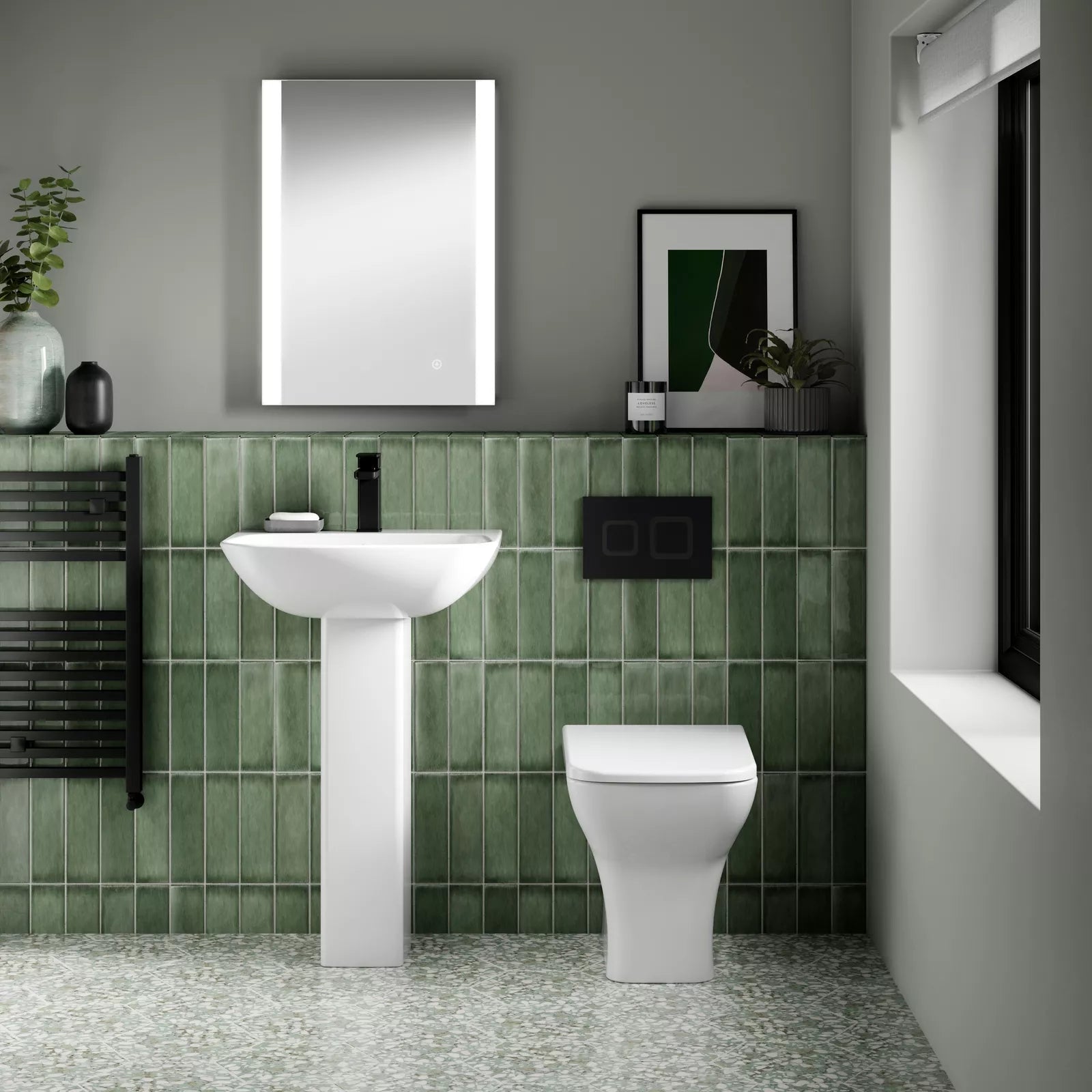Square Back to Wall Rimless Toilet and Soft Close Seat White
