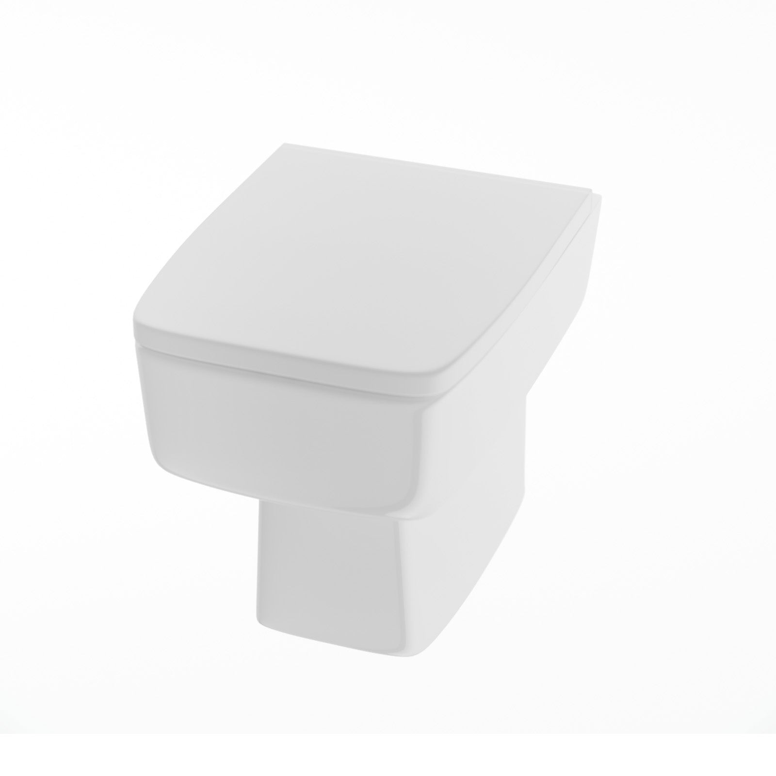 Bushbury Modern Square 350mm Back to Wall Toilet and Soft Close Seat White