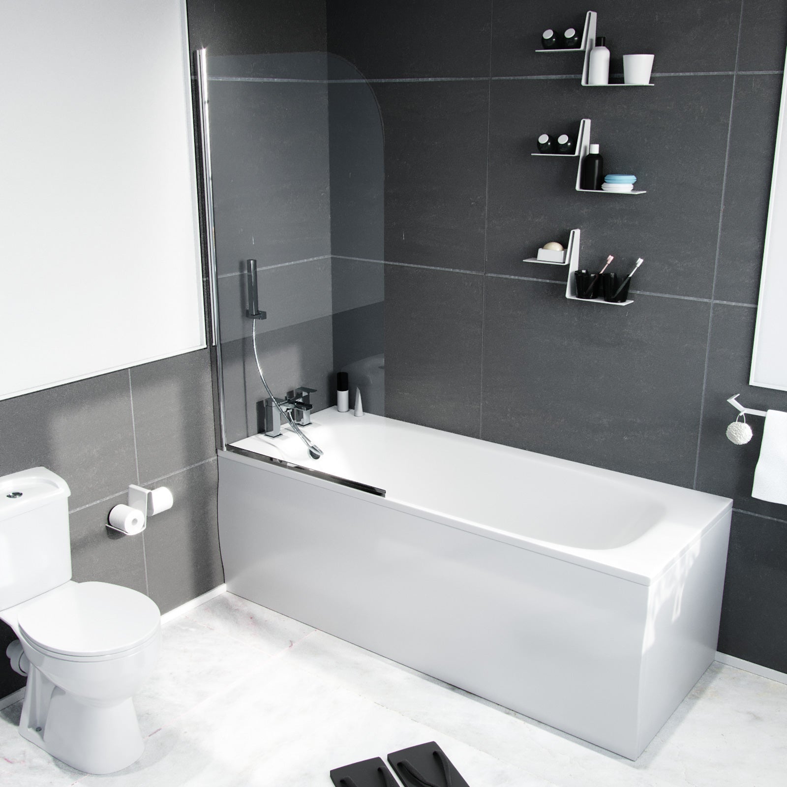 Barnby Round Single Ended Bath & Bath Screen