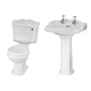 Legend Traditional Bathroom Suite - Toilet and Basin Full Pedestal 2 Tap Holes